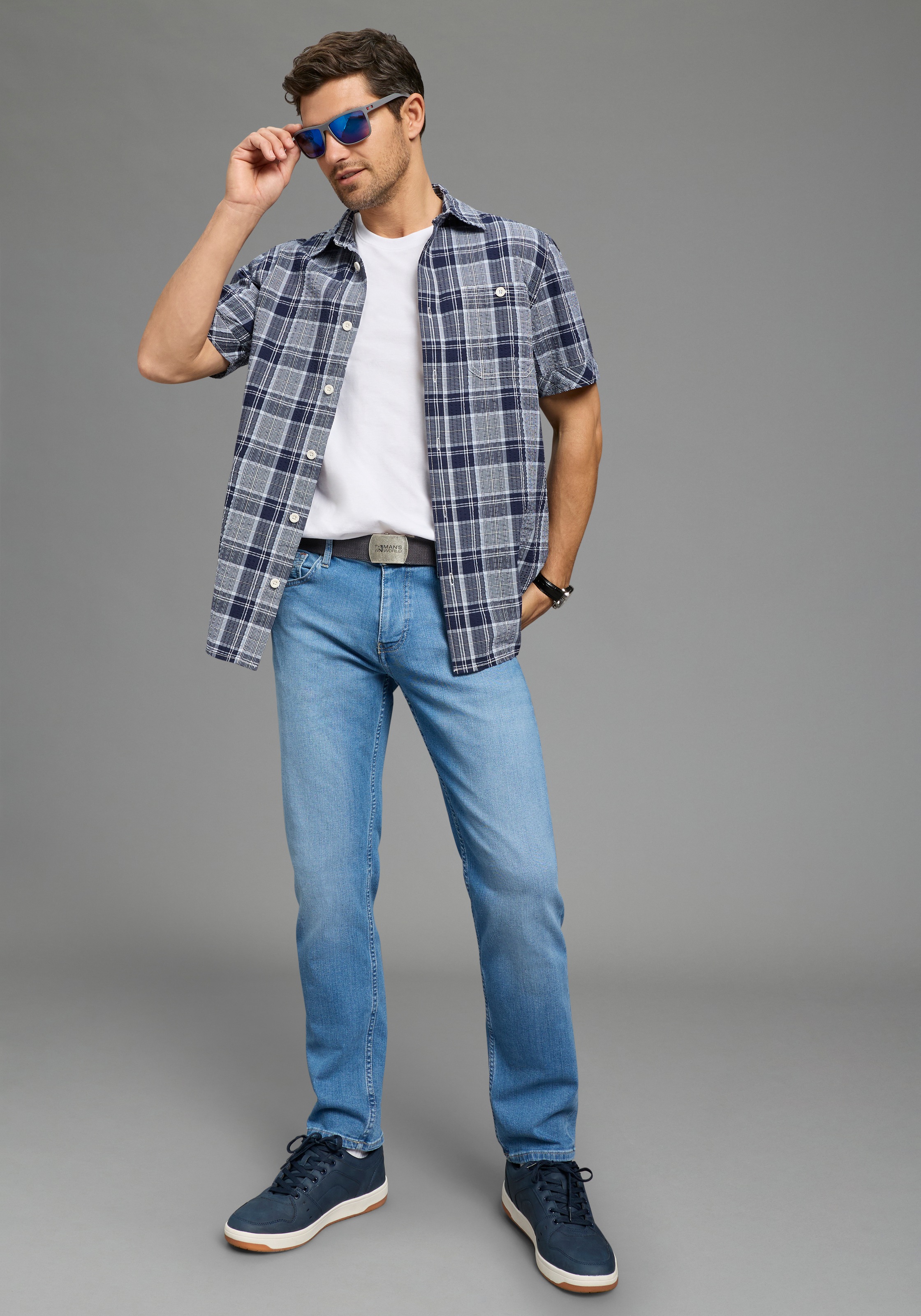 Man's World Checked Shirt Blue Size L 3