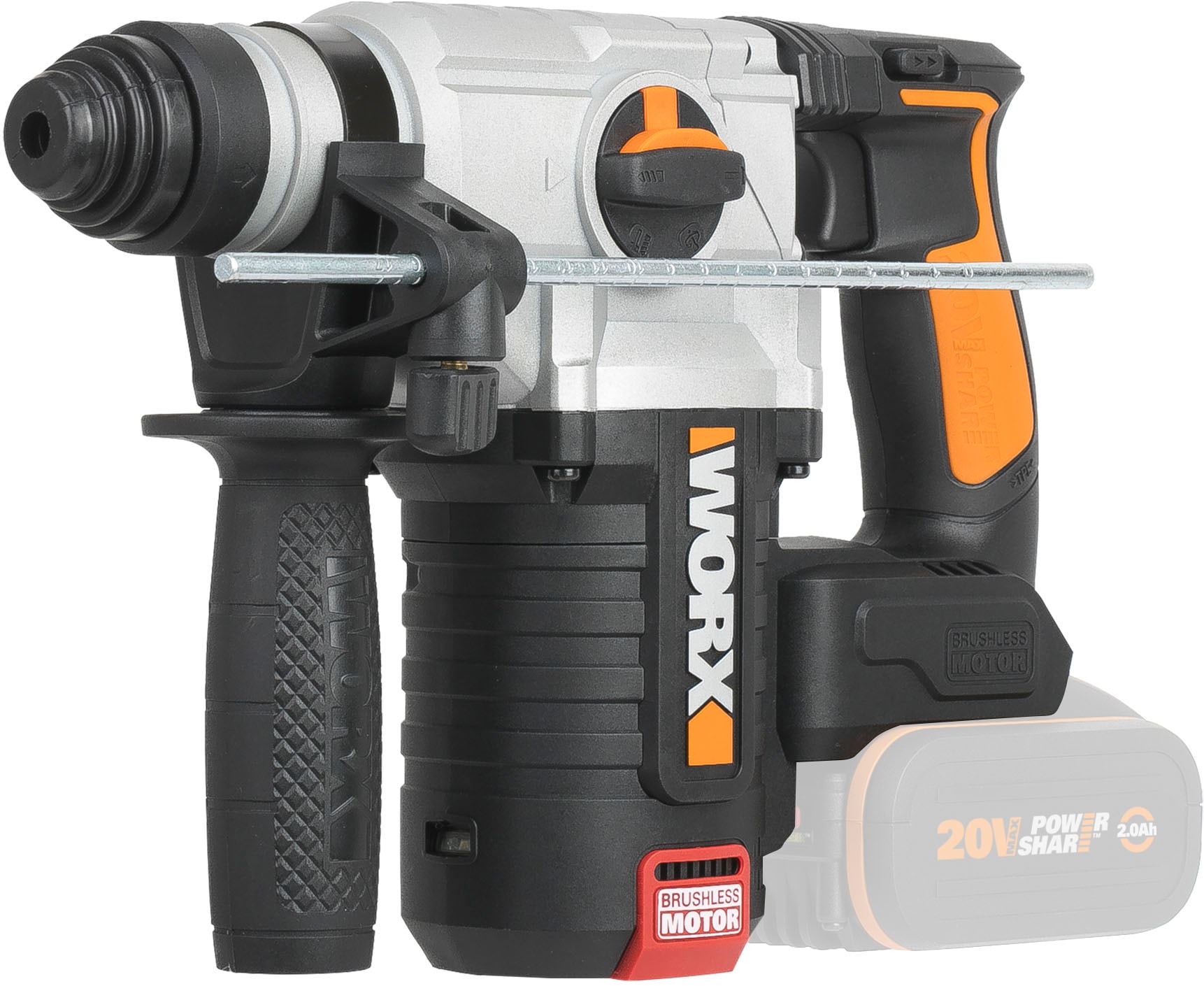 Worx Akku-Bohrhammer "NITRO WX380.9", 3-IN-1, bürstenloser Motor, 2,2J Schlagenergie, ohne Akku & Ladegerät