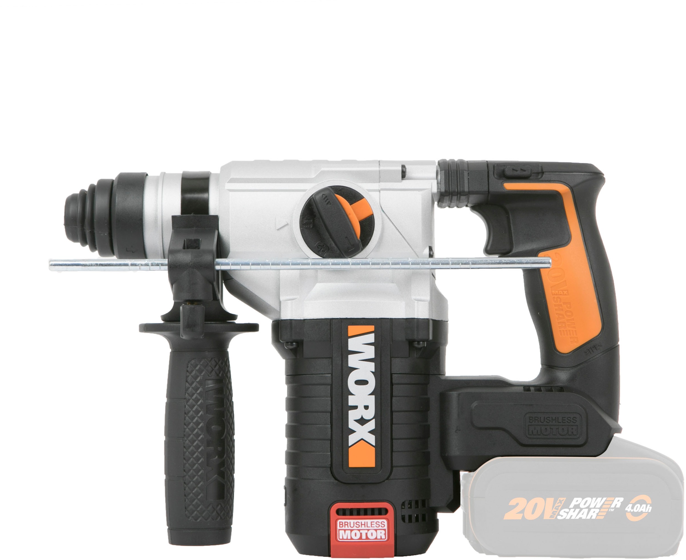 Worx Akku-Bohrhammer »NITRO WX380.9«, 3-IN-1, bürstenloser Motor, 2,2J Schlagenergie, ohne Akku & Ladegerät