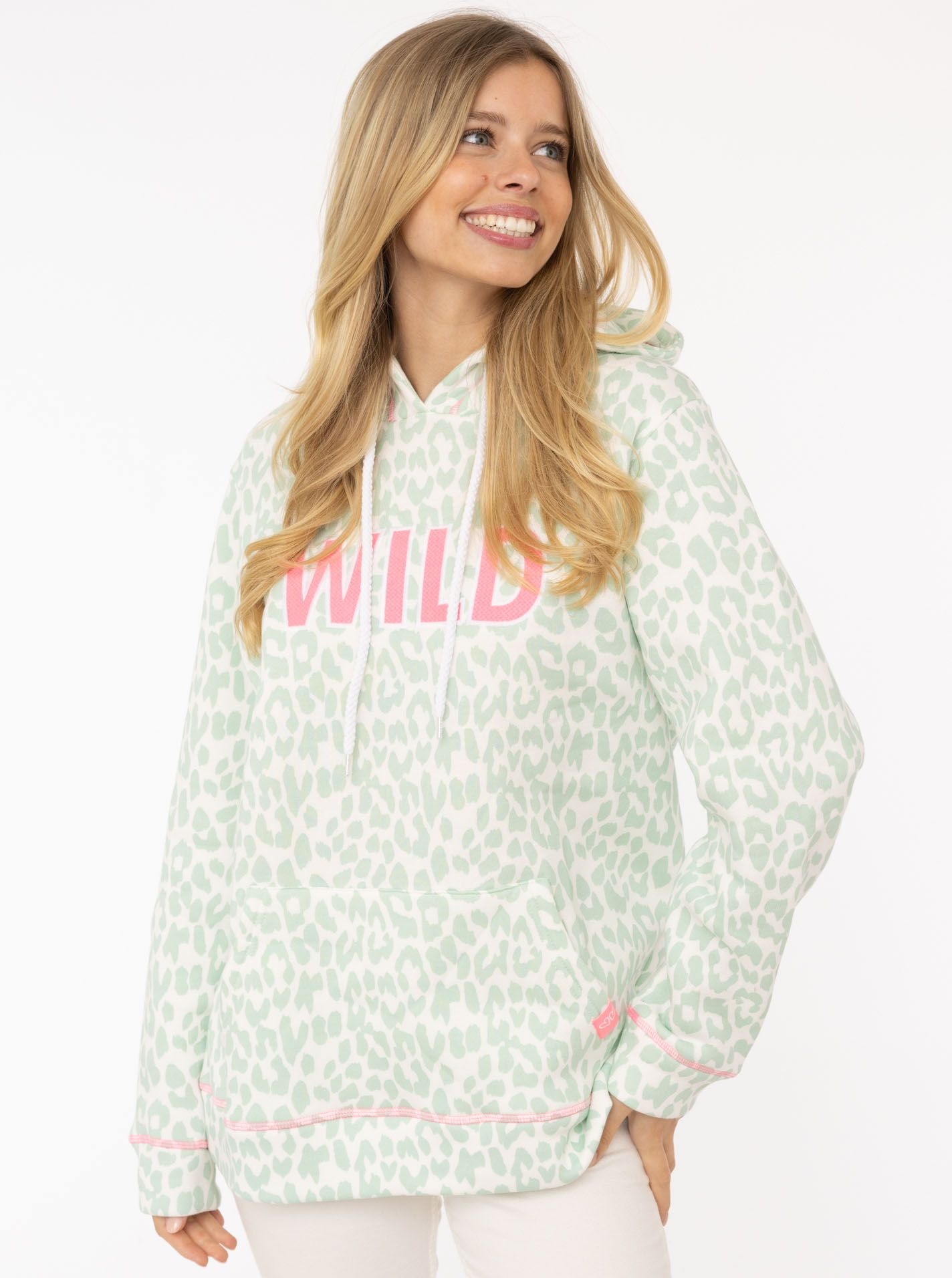 Zwillingsherz Hoodie ""Leo Pastell"", mit Leomuster und WILD Applikation, K günstig online kaufen