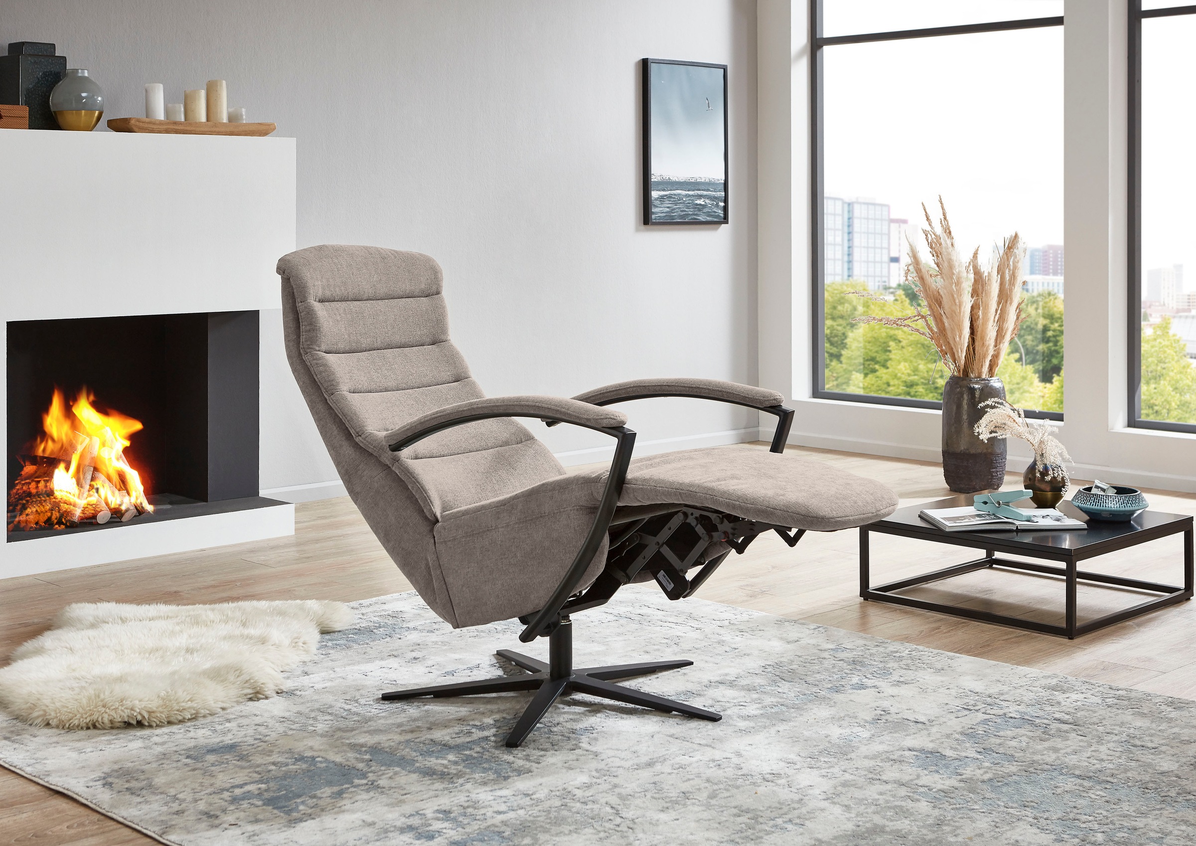 Die PlanBar Relaxsessel »Relaxsessel mit Metallsternfuß, Relaxfunktion und Kopfteilverstellung« 1 Stk. tlg.