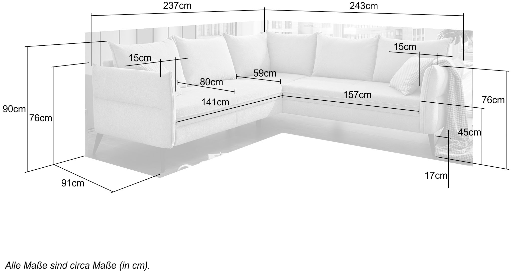 Jockenhöfer Gruppe Ecksofa leichte Optik angenehmen »Jesolo«, bestellen elegant Sitzkomfort, Wellenfederung | einen BAUR für