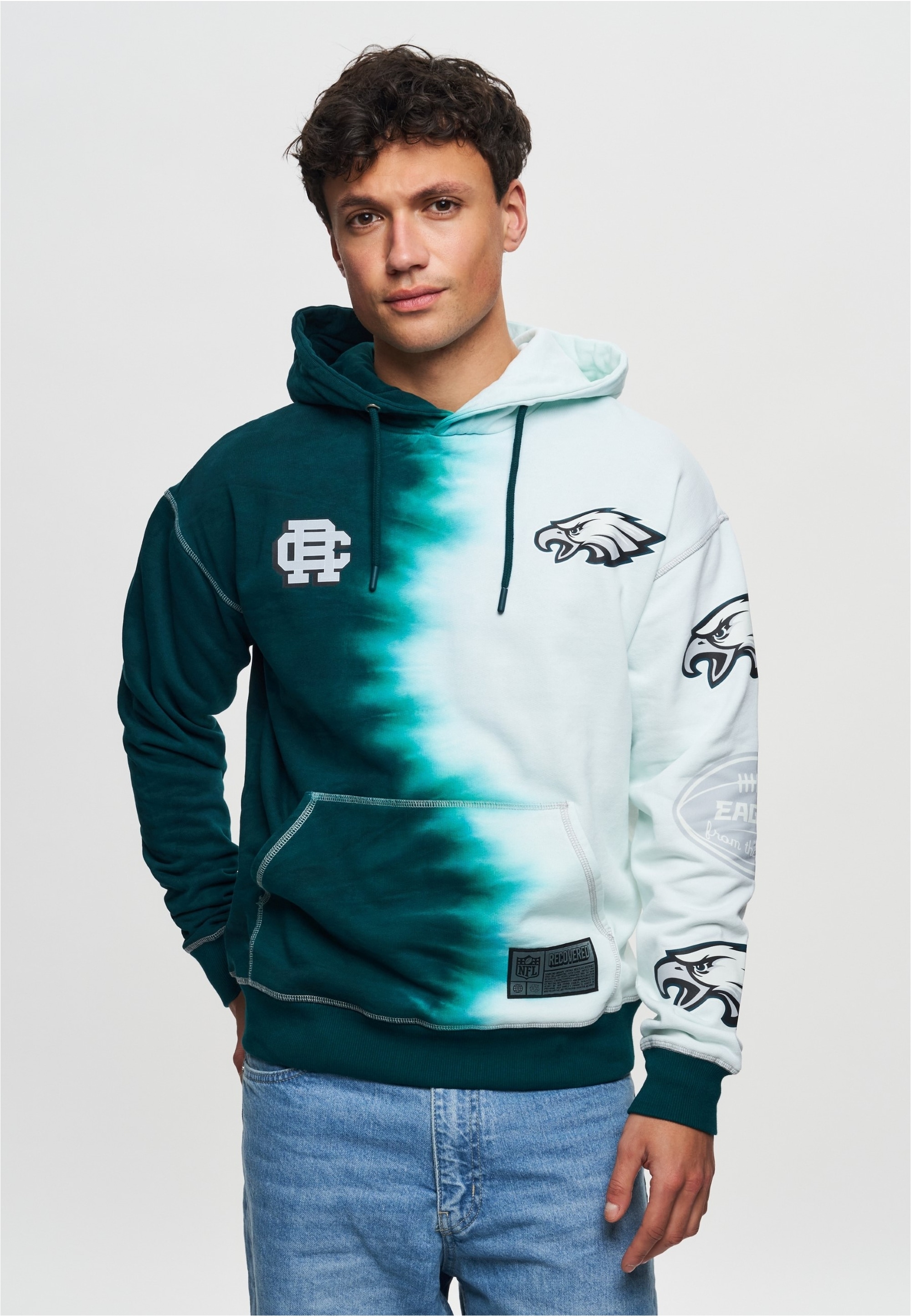 Recovered Kapuzensweatshirt "NFL Eagles Ink Dye Effect" 1 Stk. tlg. für Phi günstig online kaufen