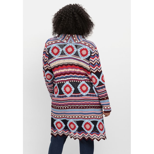 sheego by Joe Browns Longstrickjacke »Große Größen«, im Boho-Stil, mit  Schalkragen für kaufen | BAUR