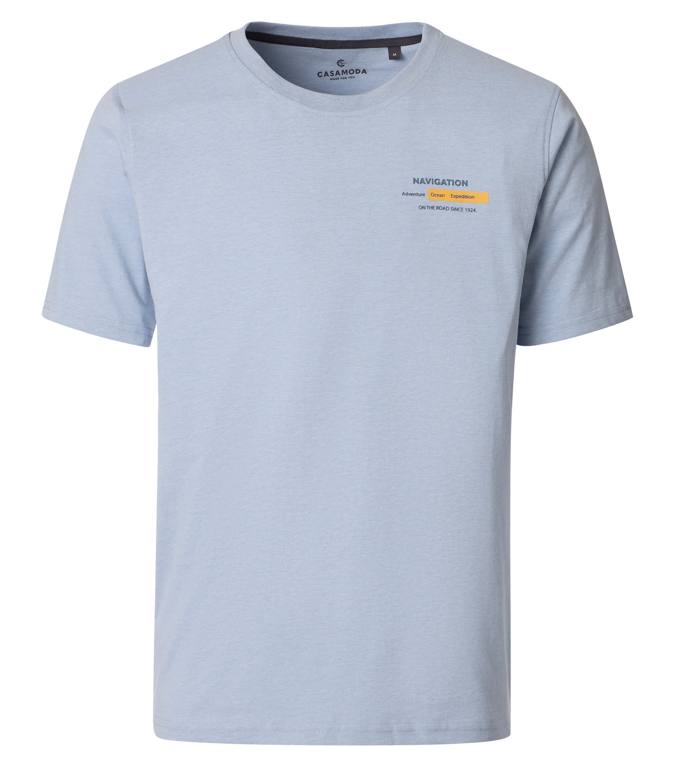 T-Shirt CASAMODA "CASAMODA T-Shirt Print", Damen, Gr. 4XL, hellblau, 60% Baumwolle, 40% Polyester, Shirts T-Shirt