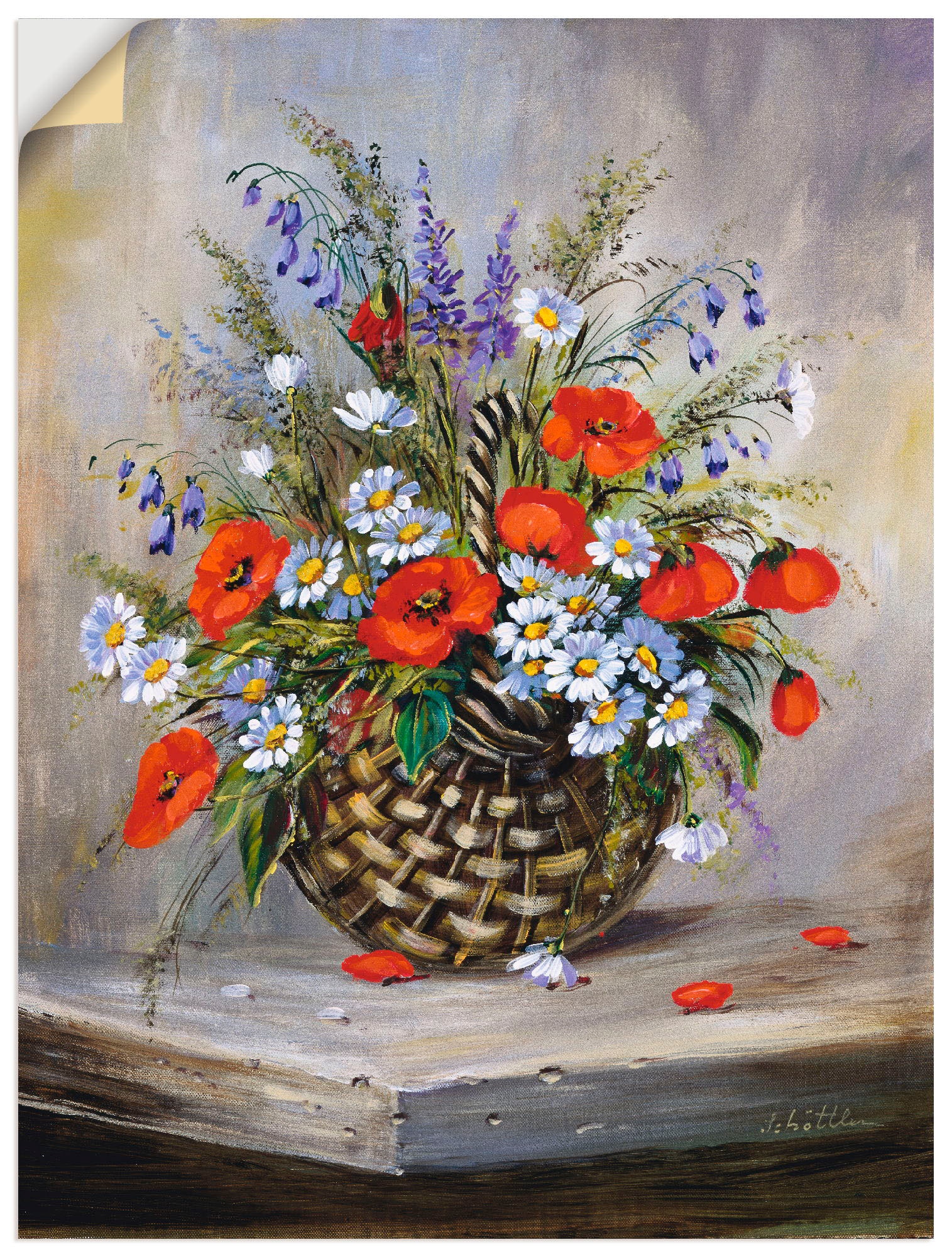 Artland BAUR Wandbild Korb«, oder bestellen Größen (1 St.), in Leinwandbild, | als Blumen, versch. »Blumiger Wandaufkleber Poster