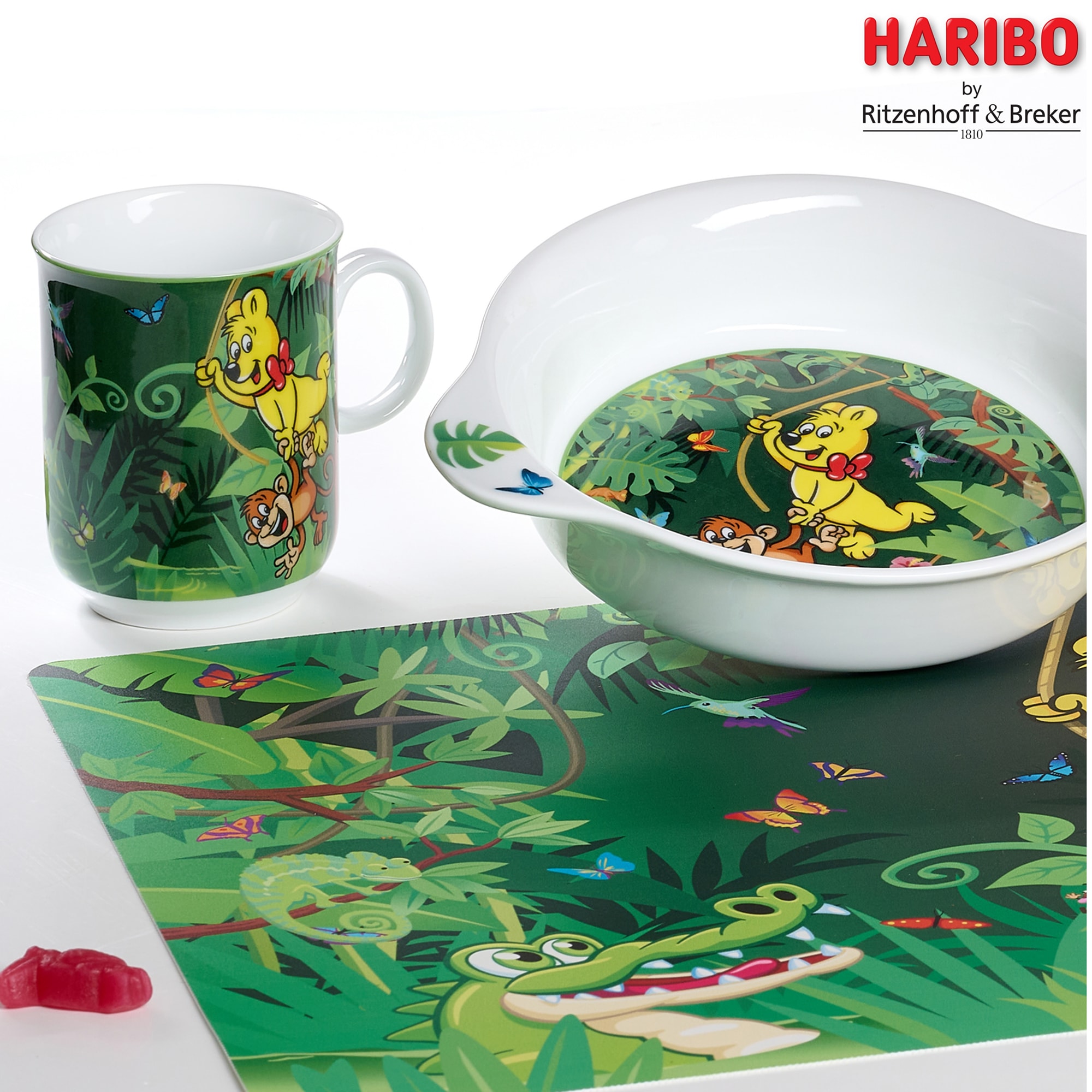 Ritzenhoff & Breker Platzset »HARIBO Jungle, 4-teilig, 45 x 30 cm«, (Set, 4 St.), rutschfest und abwischbar