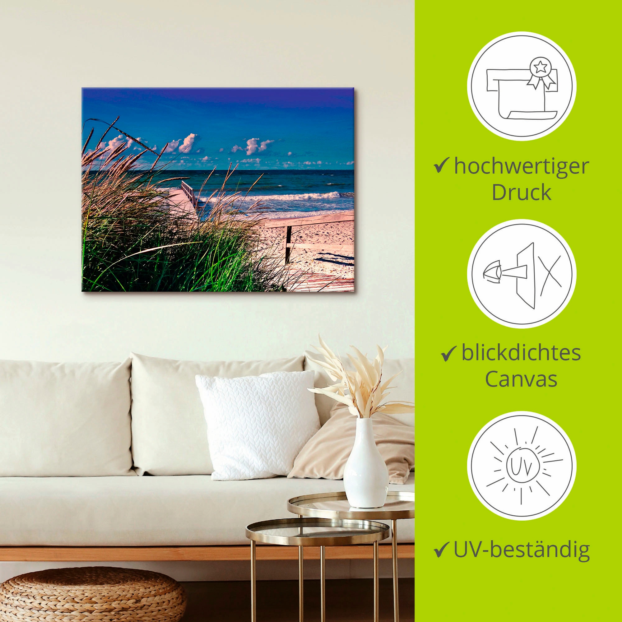 Artland Wandbild »Ostsee Impression Heiligenhafen«, Strand, (1 St.), als Alubild, Outdoorbild, Leinwandbild, Wandaufkleber, versch. Größen