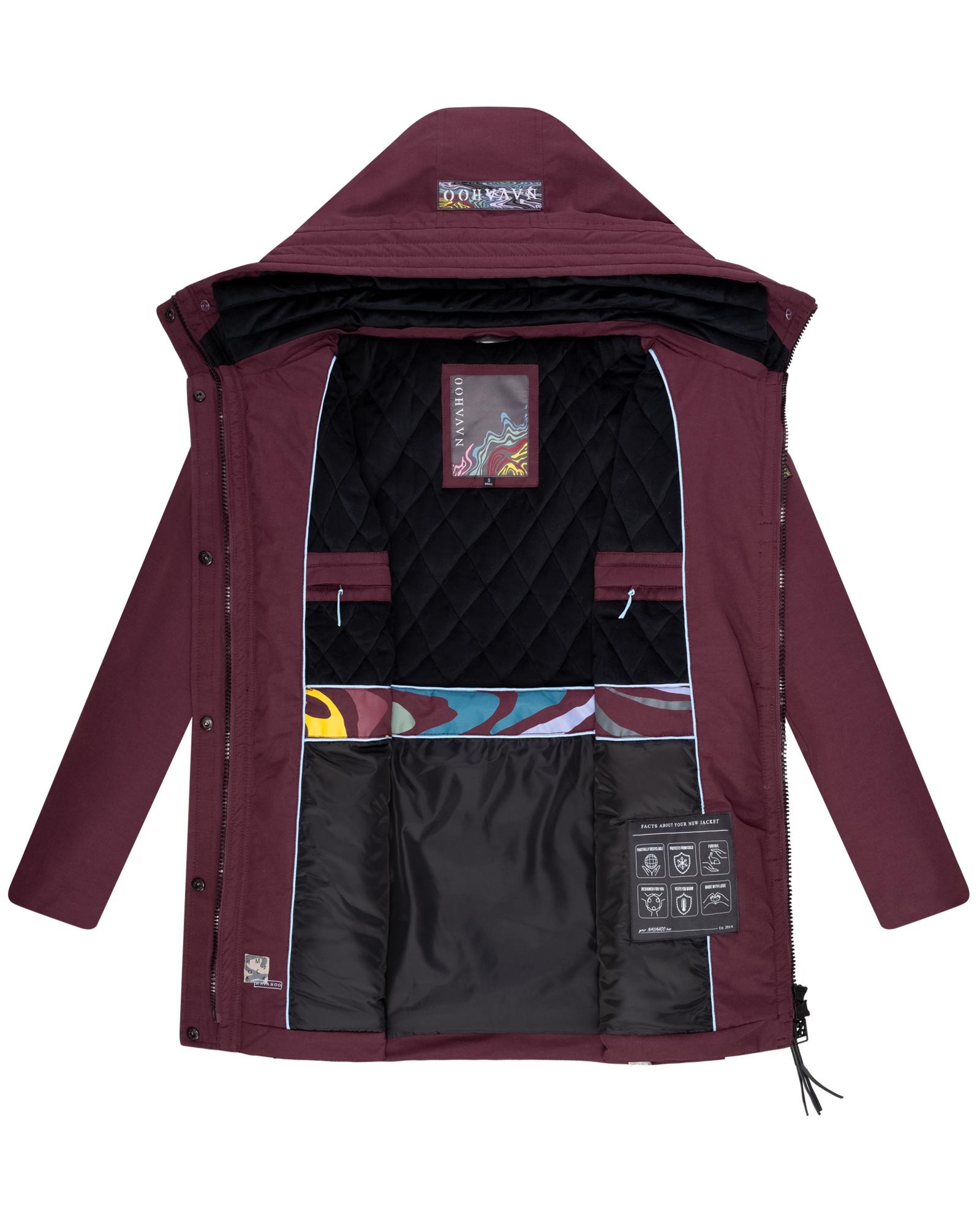 Navahoo Winterjacke »Eishauch 14«, mit Kapuze, Damen Winterparka mit Taillengürtel und Fleece-Kragen