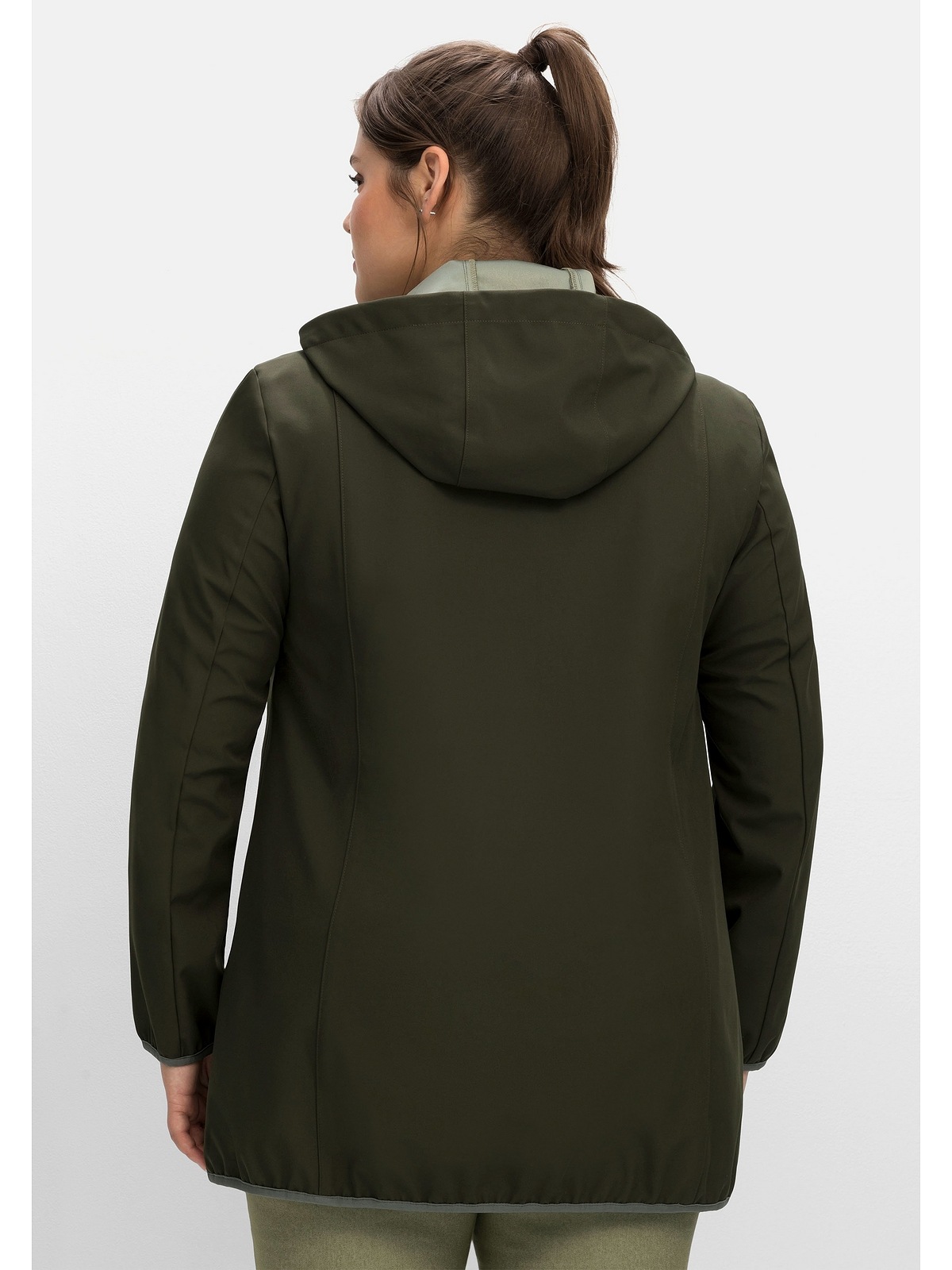 Sheego Softshelljacke »Große Größen«, Kontrastdetails kaufen mit Kapuze, | BAUR mit und Kapuze