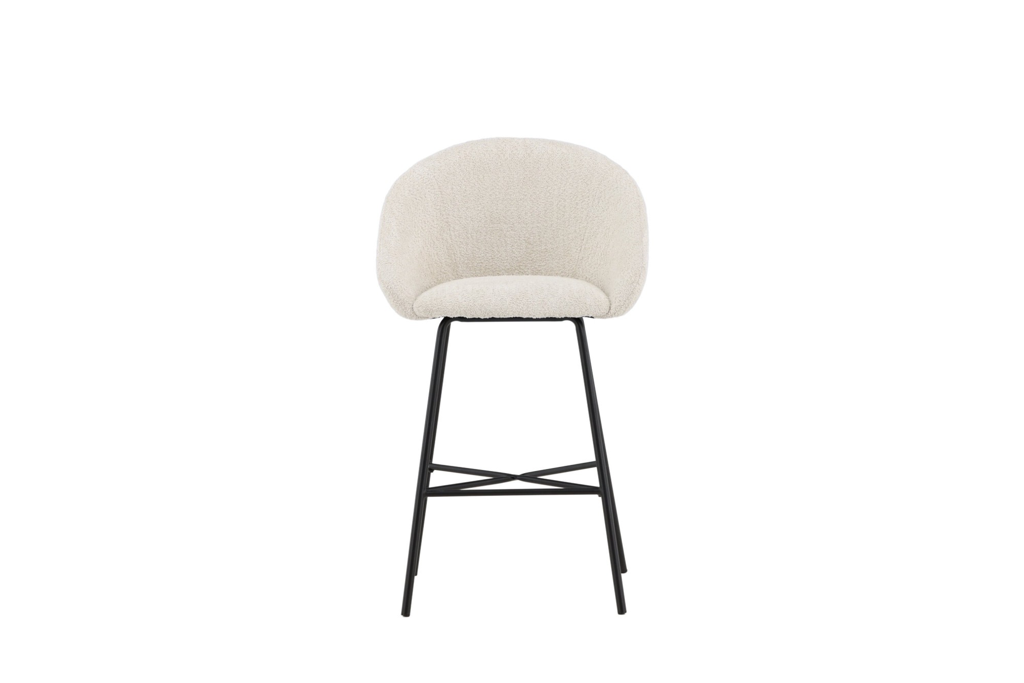 Venture Home Barhocker »Velvet, 2er-Set Barhocker mit weißem Teddy-Sitz, belastbar bis 150 kg« 2 Stk. tlg. Tresenstuhl, Plüsch-Bezug, schwarzer Stahlrahmen, Fußstütze, kuschelig