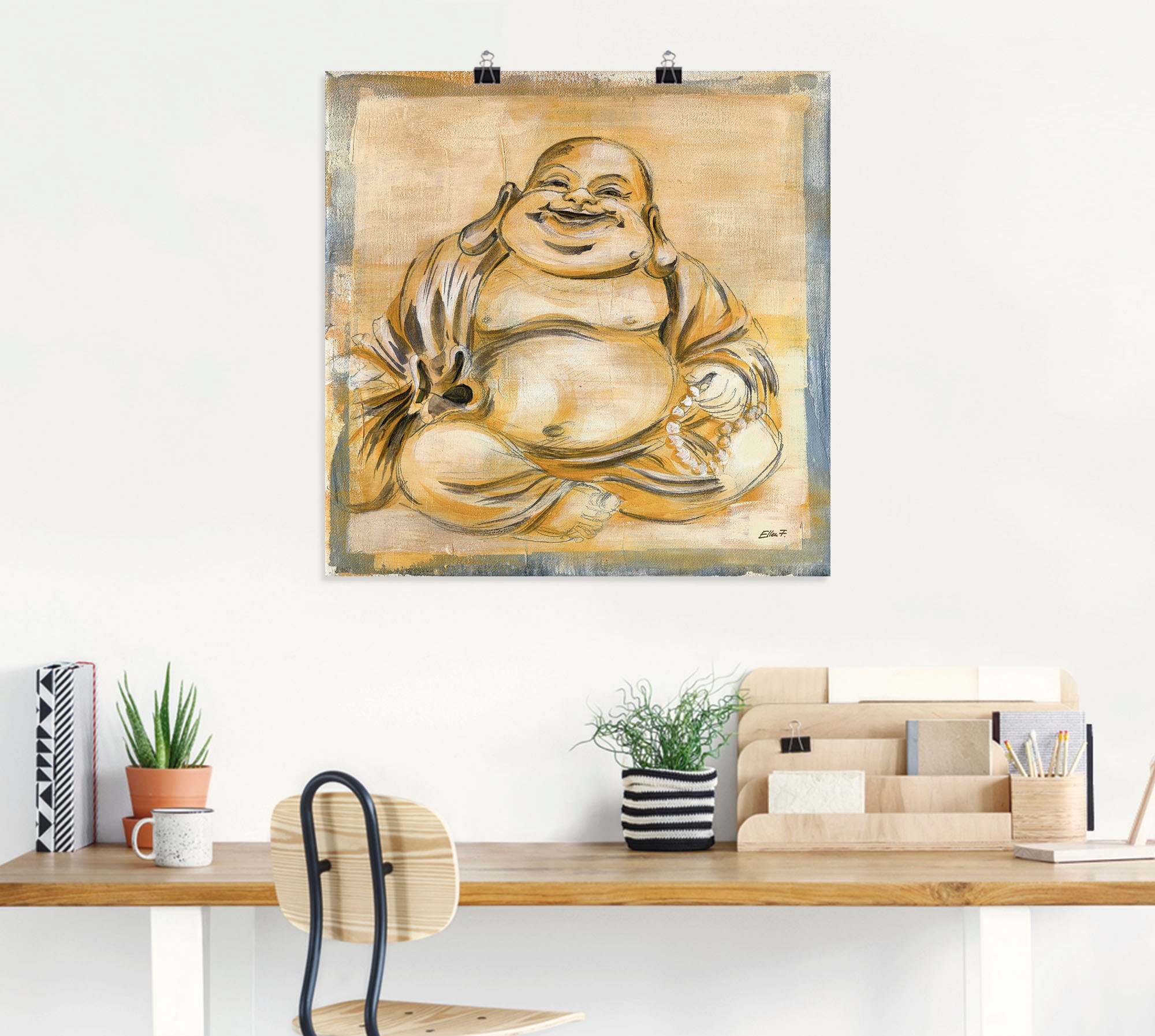 Artland Wandbild "Fröhlicher Buddha I" Religion 1 Stk. tlg. als Leinwandbil günstig online kaufen