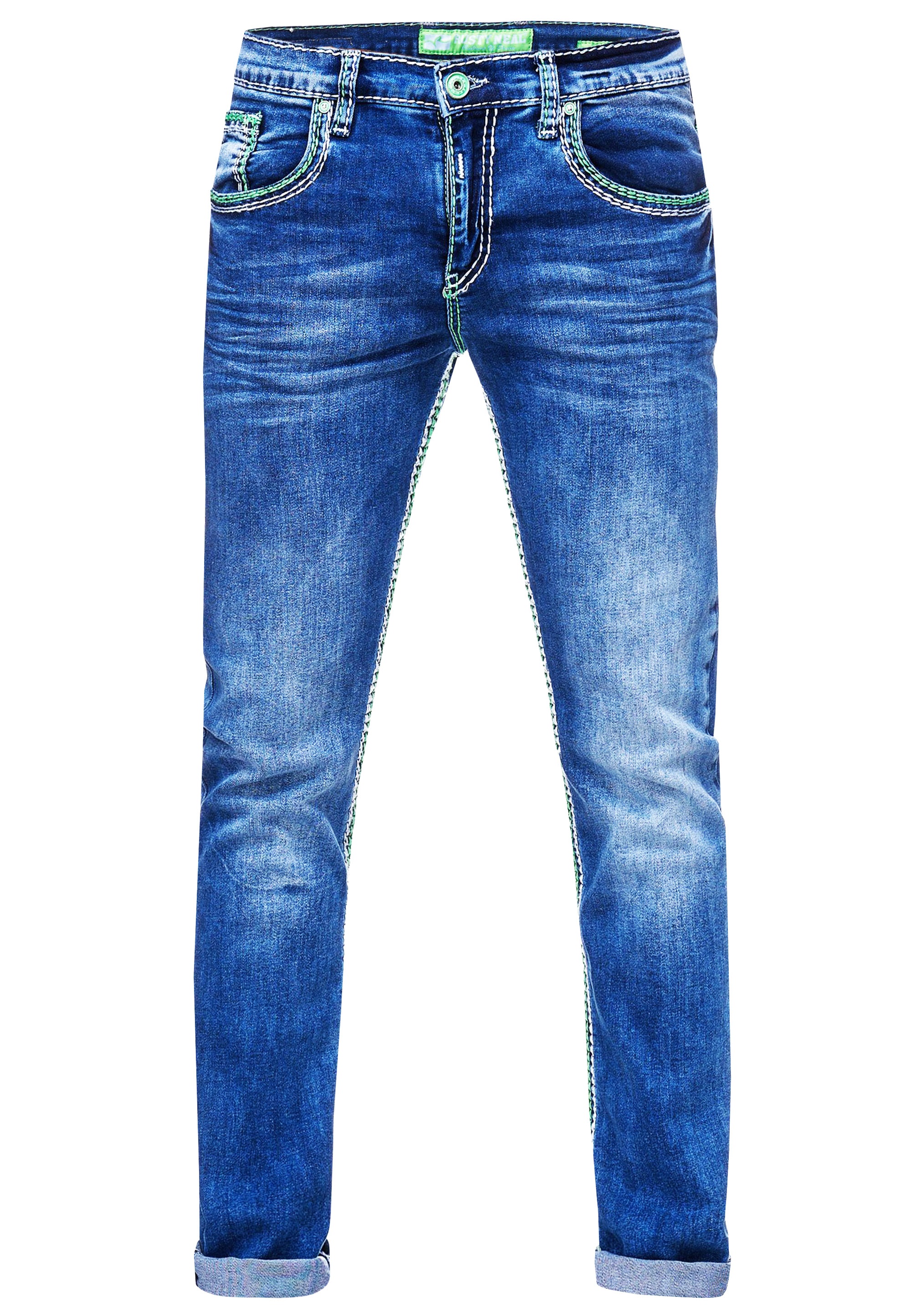 Rusty Neal kaufen mit 2«, ▷ BAUR Straight-Jeans »LEVIN angesagten | Ziernähten