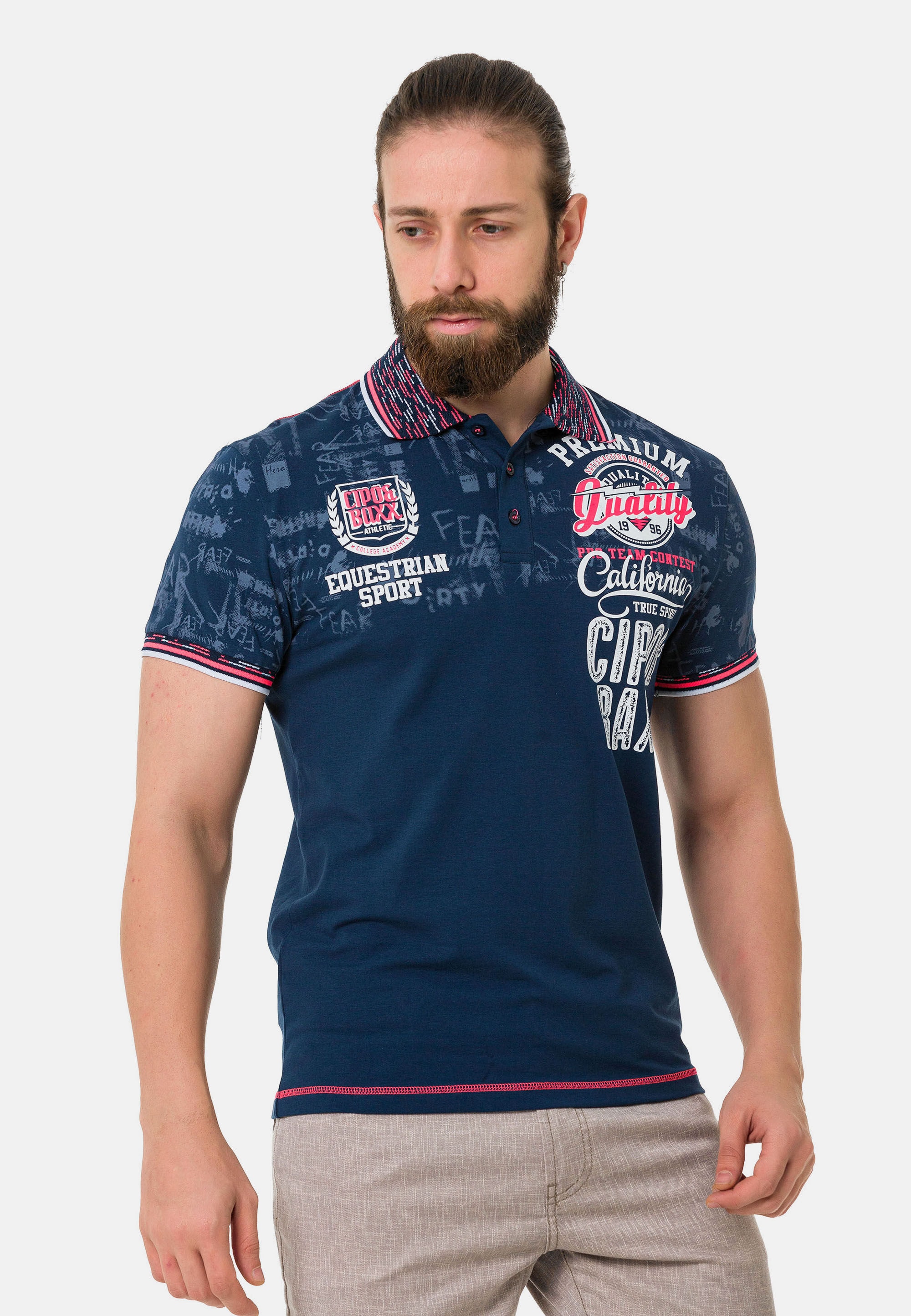 Cipo & Baxx T-Shirt "Poloshirt", mit stylischem Print günstig online kaufen
