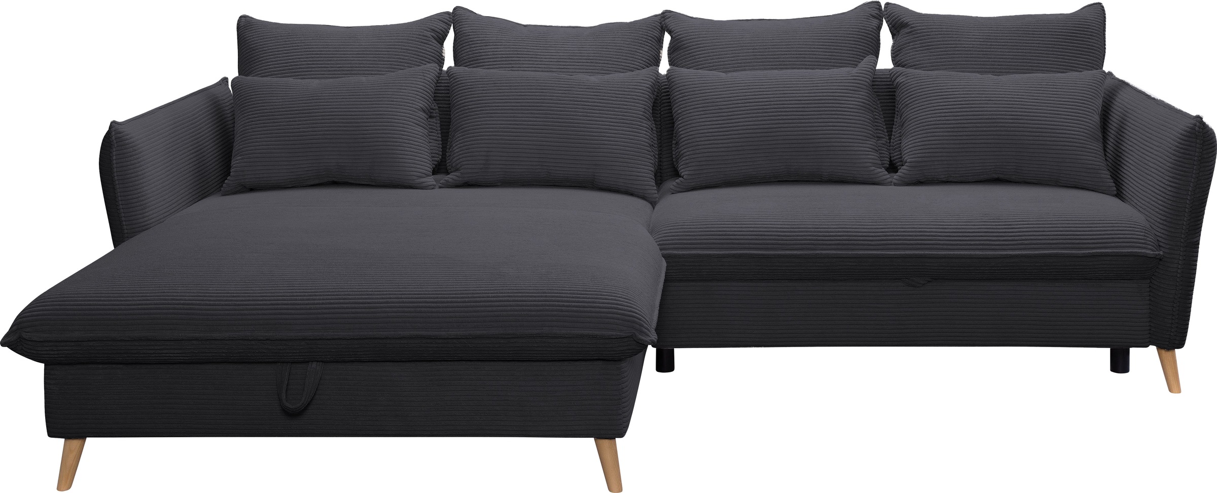 exxpo - sofa fashion Ecksofa »WALPY, elegant und modern, hoher Sitzkomfort, schmale Armlehnen«, L-Form, wahlweise mit Bettfunktion und Bettkasten, in Cord