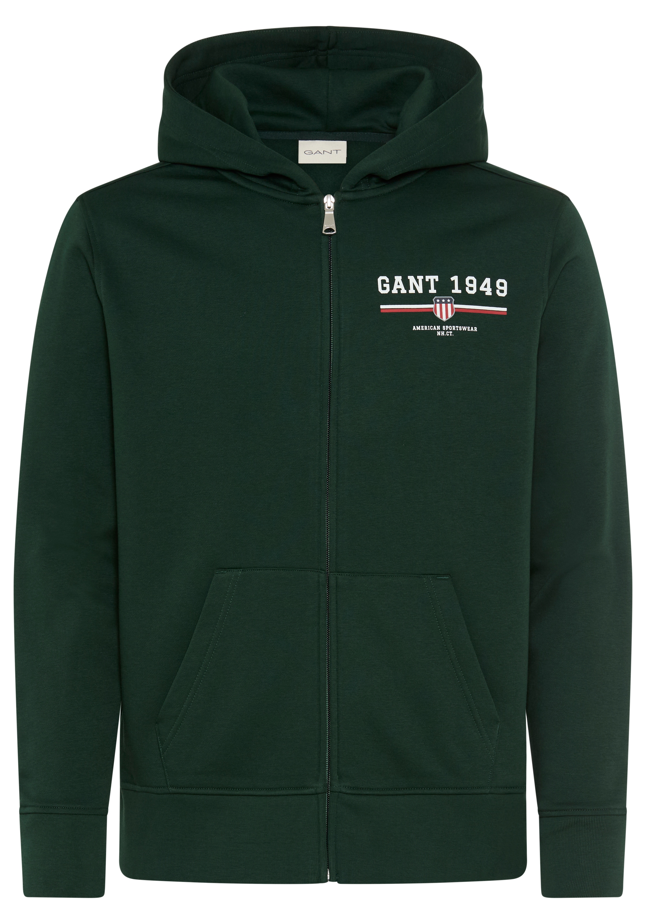Gant Kapuzensweatjacke "GRAPHIC FULL ZIP HOODIE", Kängurutasche, Rippbündch günstig online kaufen