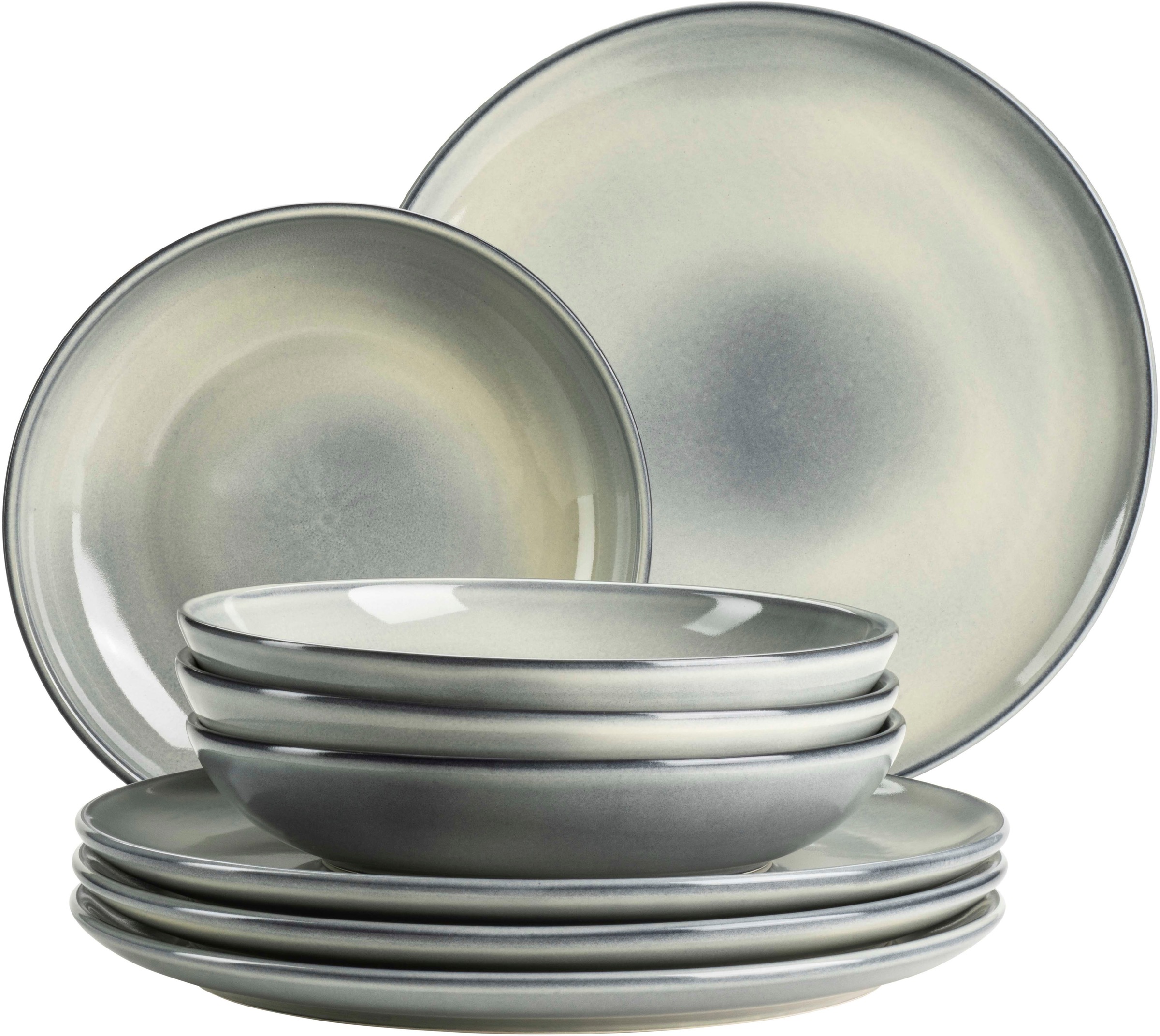 MÄSER Tafelservice "LIVIO, aus Steinzeug", 8 Stk., grün, Geschirr-Sets, Geschirr-Set, Service