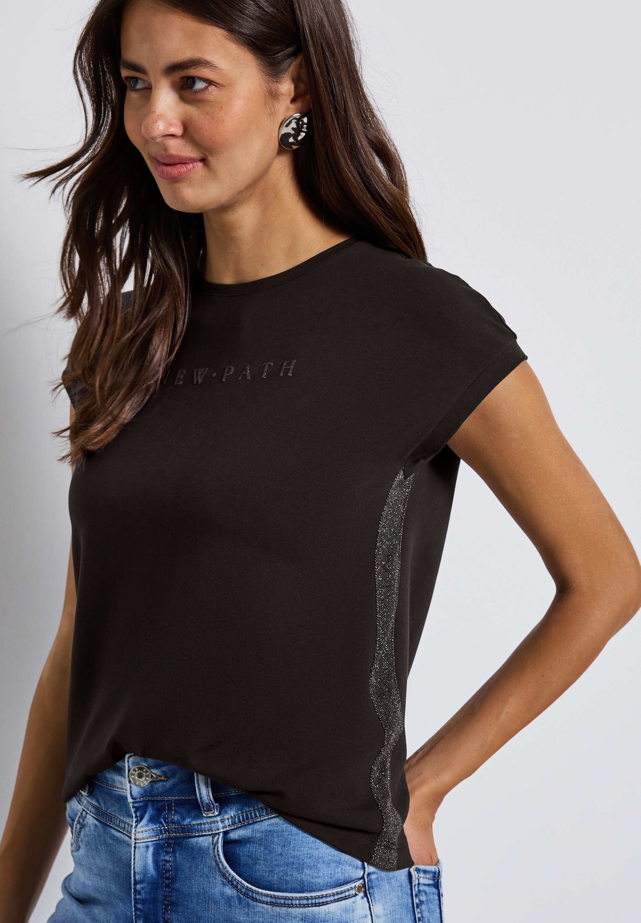 STREET ONE T-Shirt, mit Glitzerdetails günstig online kaufen