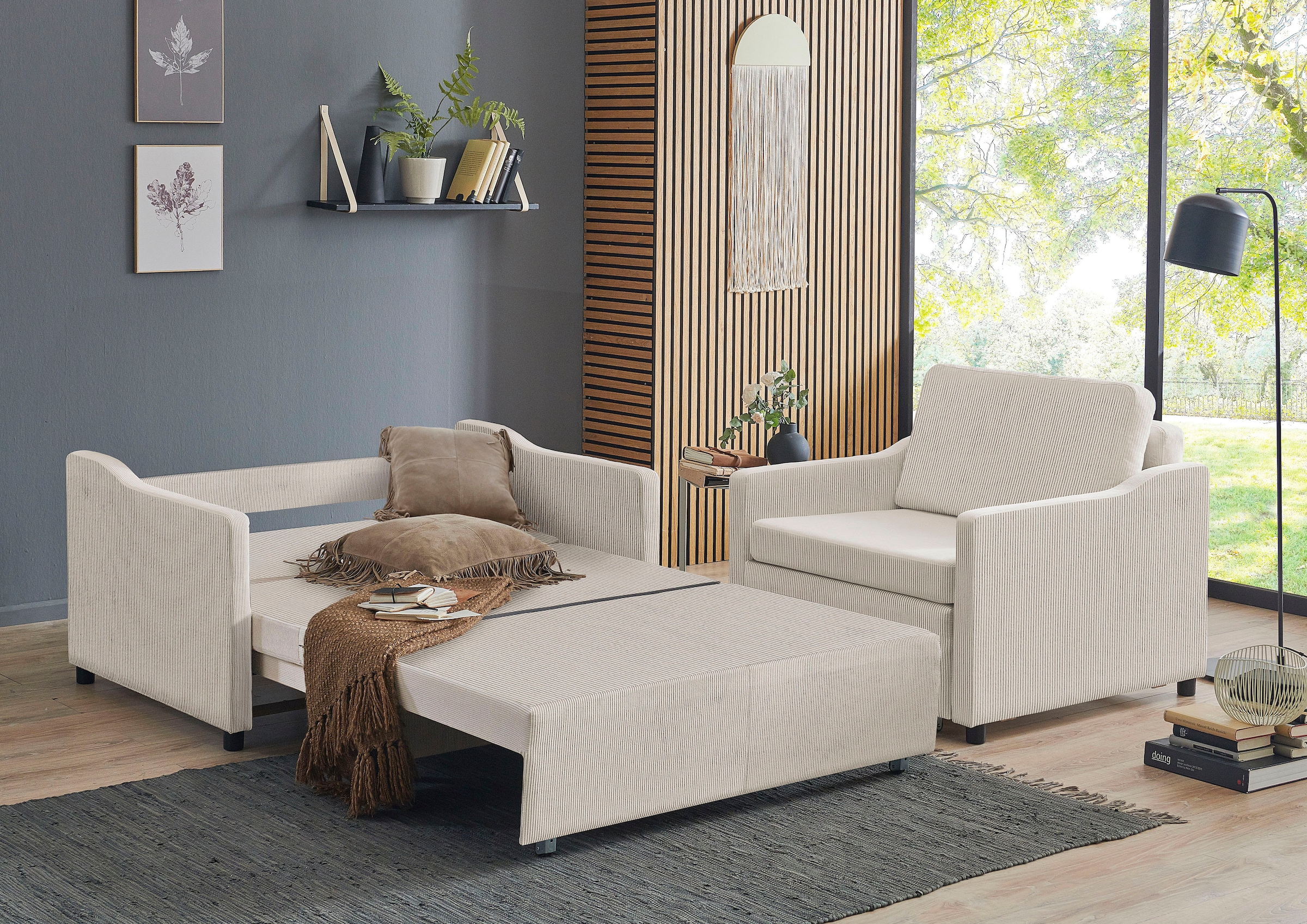 ATLANTIC home collection Schlafsofa »Anella«, mit Cord-Bezug, mit Schlaffunktion, frei im Raum stellbar