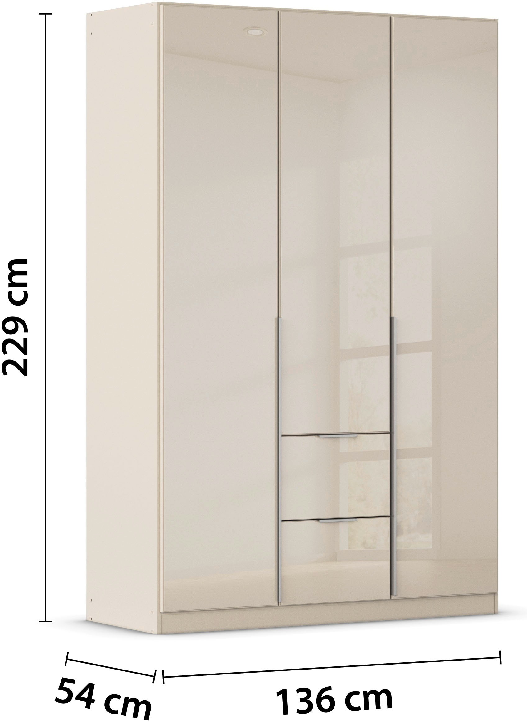 rauch Drehtürenschrank »Kleiderschrank Kleiderschränke Schrank Garderobe AGORDO mit Glasfront«, mit Außenschubkästen, in 6 Breiten und 2 Höhen MADE IN GERMANY