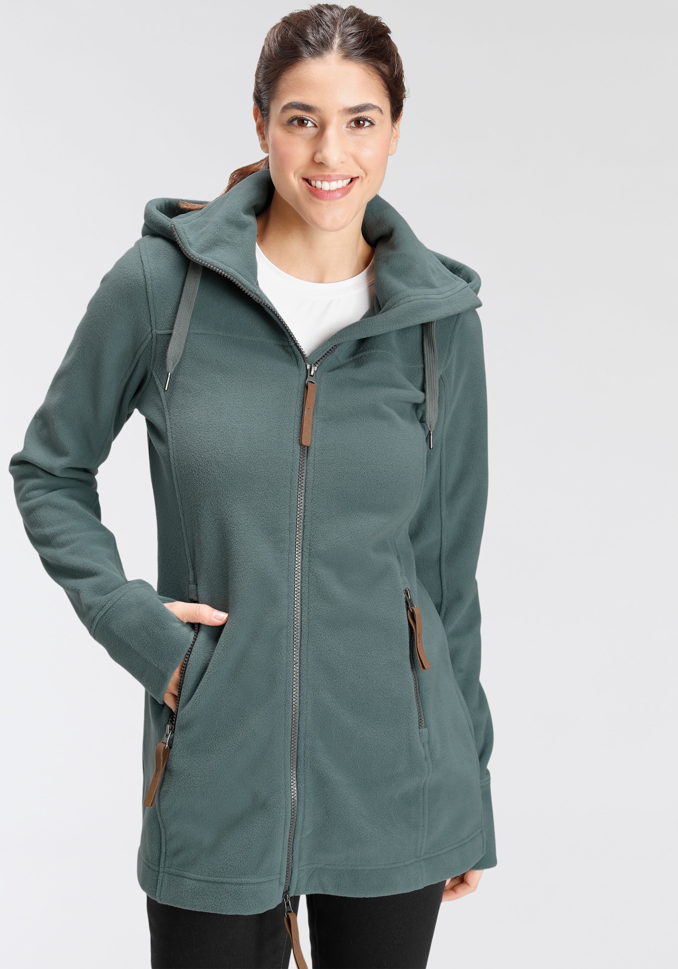 Polarino Fleecejacke, mit Kapuze, aus Fleece, atmungsaktiv, schnell trockne günstig online kaufen