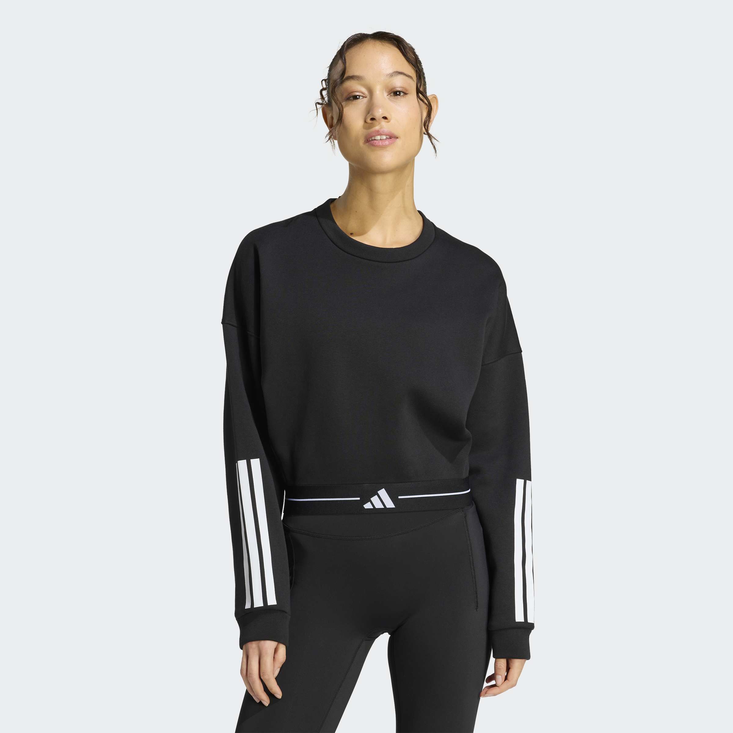 adidas Performance Sweatshirt "HYPERGLAM MIT 3-STREIFEN UND RUNDHALSAUSSCHNITT"