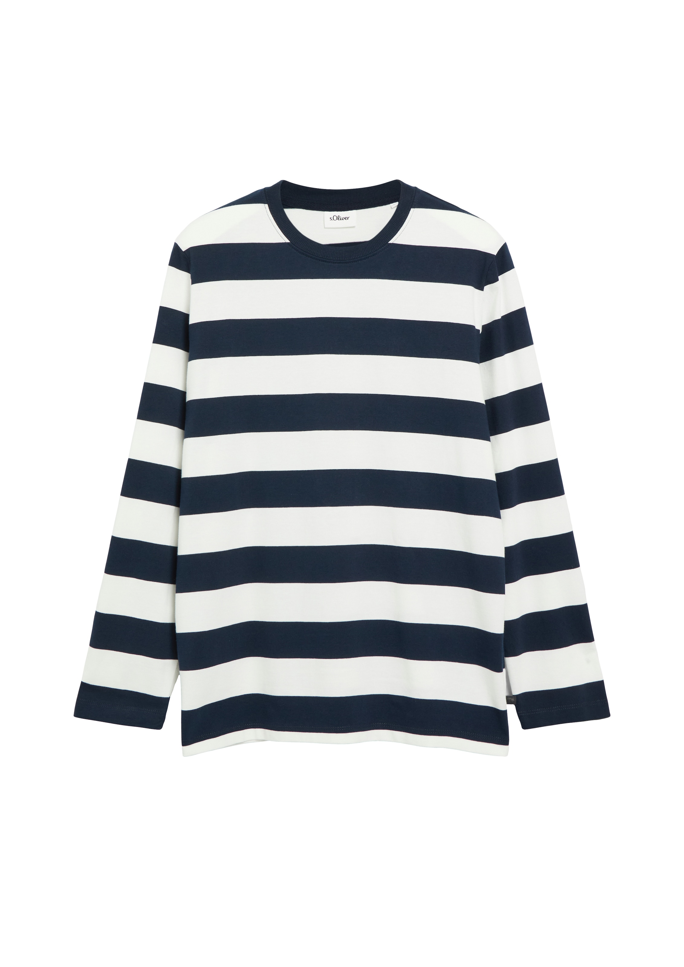 s.Oliver Langarmshirt im Streifen-Look / Baumwolle / Rundhals