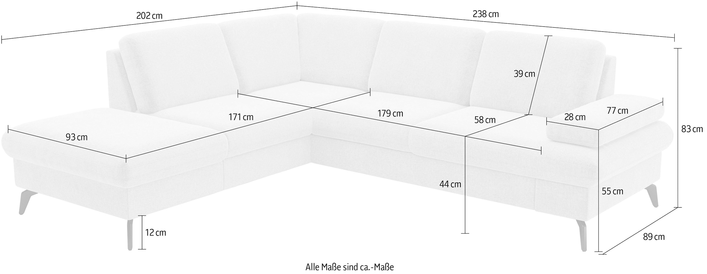 sit&more Ecksofa »Morris Jubi L-Form«, inkl. Armteilfunktion und 1 Zierkissen, wahlweise mit Bettfunktion