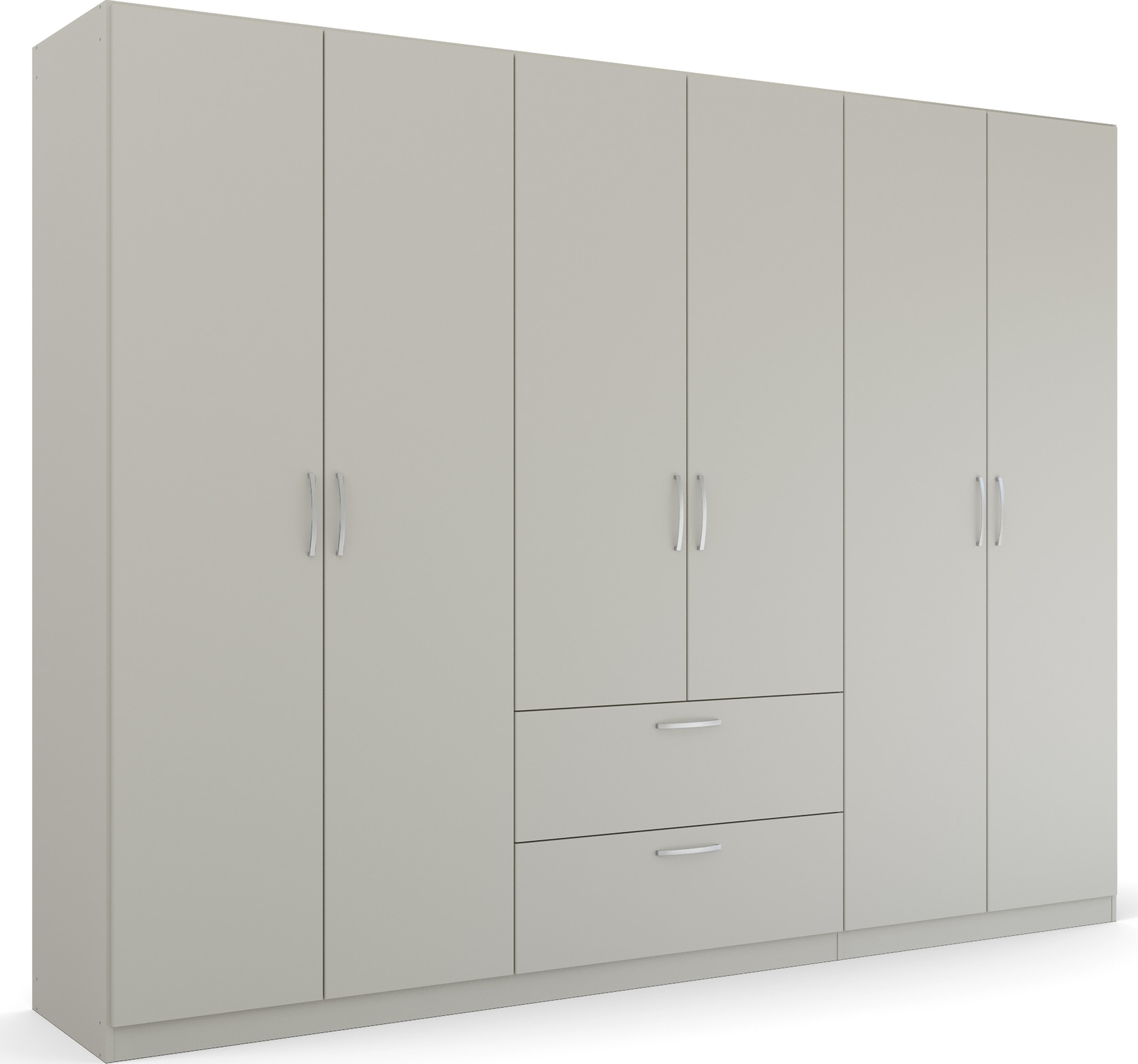 rauch Drehtürenschrank "Kleiderschrank Schrank Garderobe Ankleide PURE BY QUADRA SPIN" Breiten: 181/226/271 cm, Höhe 210 cm, in puristischem Design mit Griffen in Alufarben MADE IN GERMANY