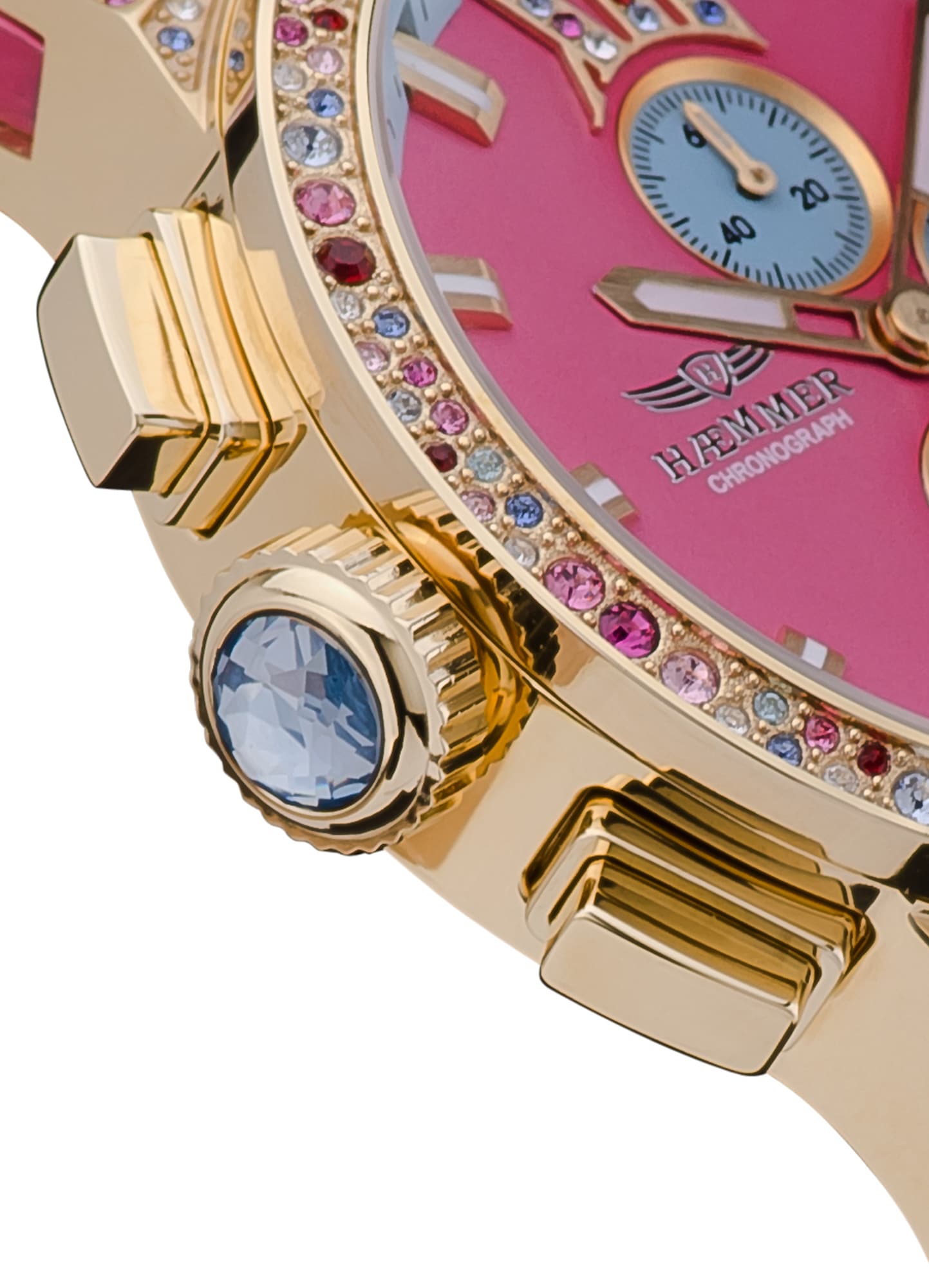 HAEMMER GERMANY Chronograph »EMINENT«, Quarzuhr, Damenuhr, Datum, Stoppfunktion, Saphirglas, Lederarmband