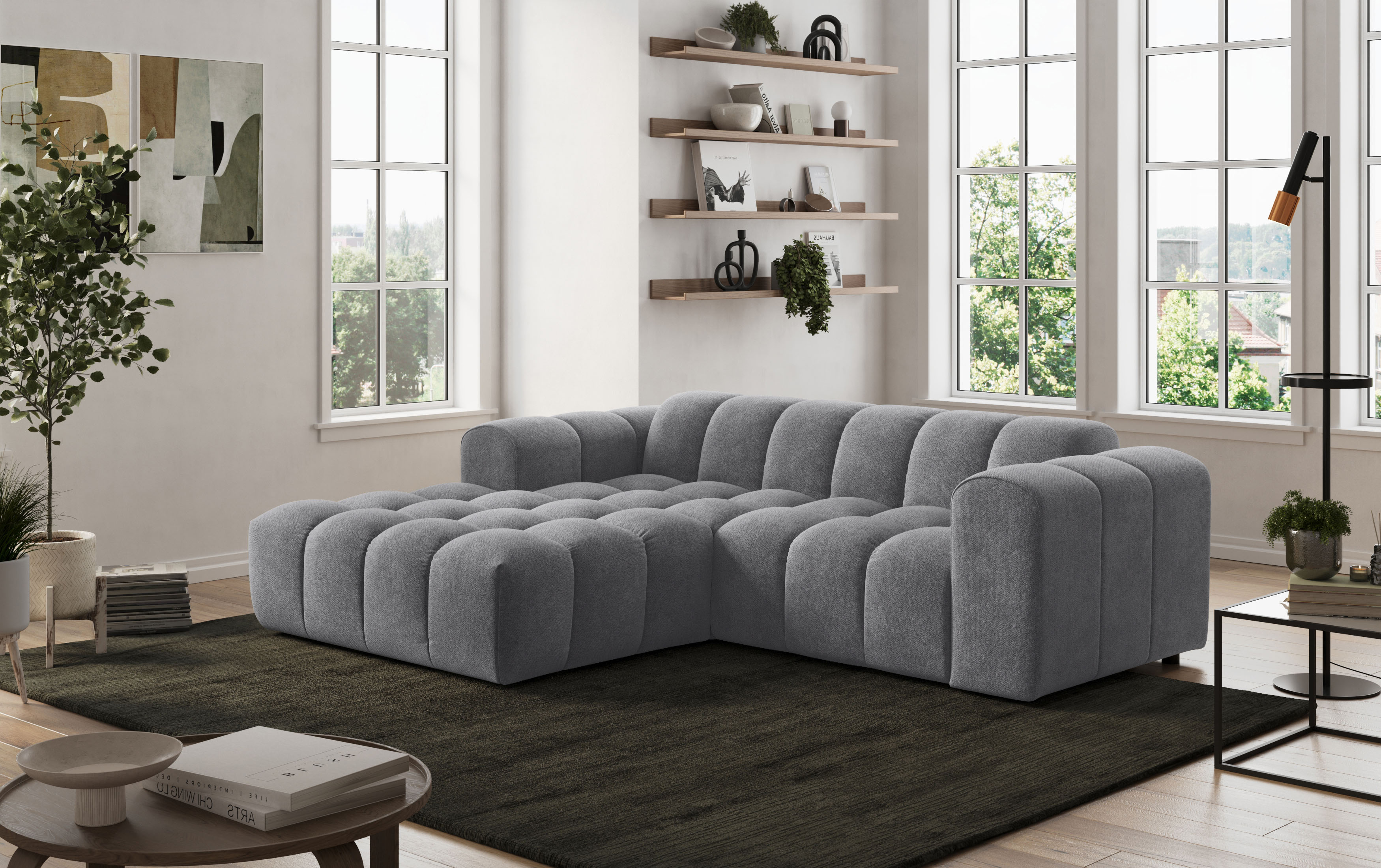 COTTA Ecksofa "Rocco L-Form, B: 248 cm, modernes Bubble-Sofa, großzügiger Sitzkomfort" Wohnlandschaft-Charakter, frei stellbar, modernes Design