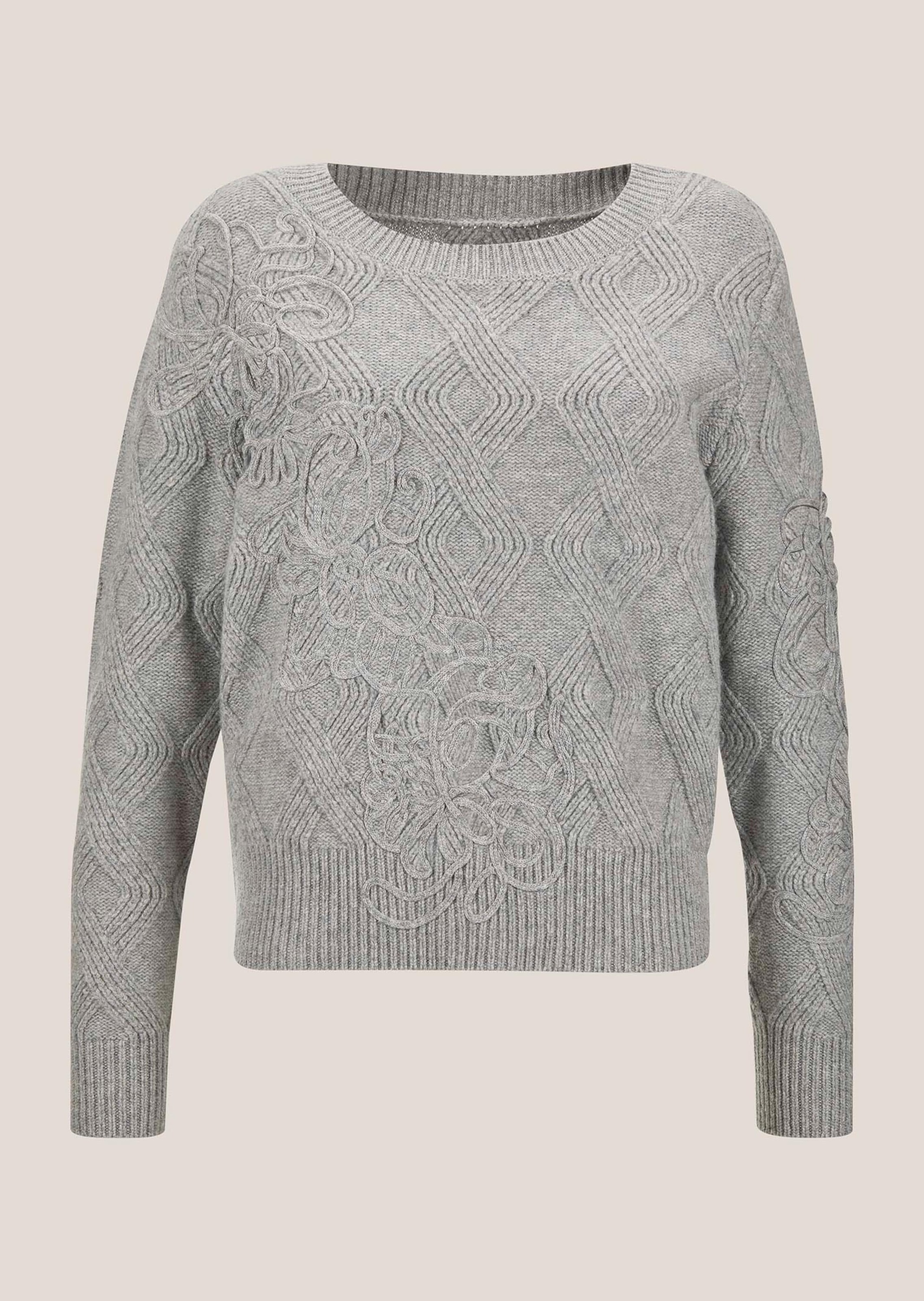 MADELEINE Longpullover "Strickpullover Rundhals-Wollpullover mit Kordelstic günstig online kaufen