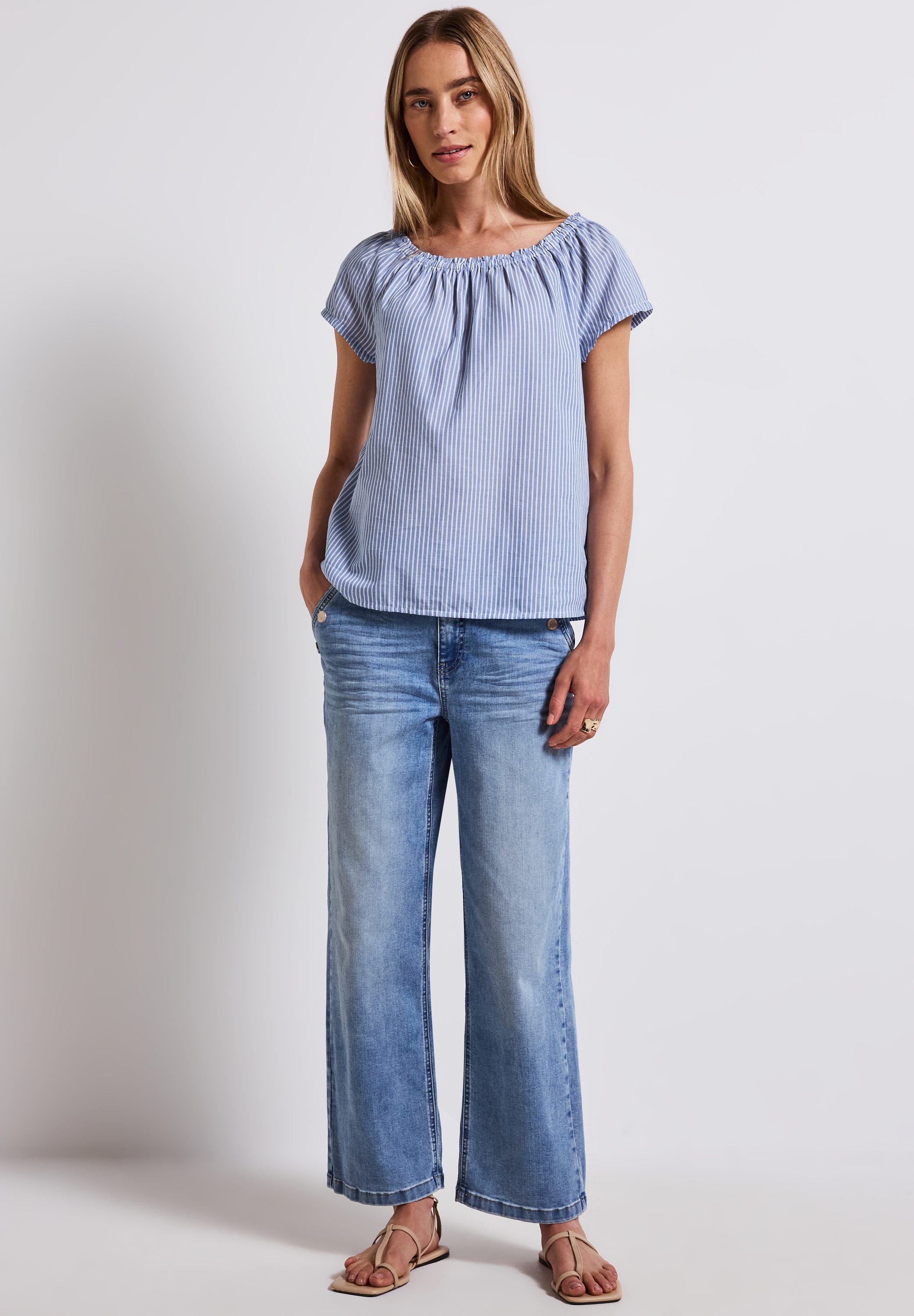 STREET ONE Carmenbluse, aus reiner Baumwolle