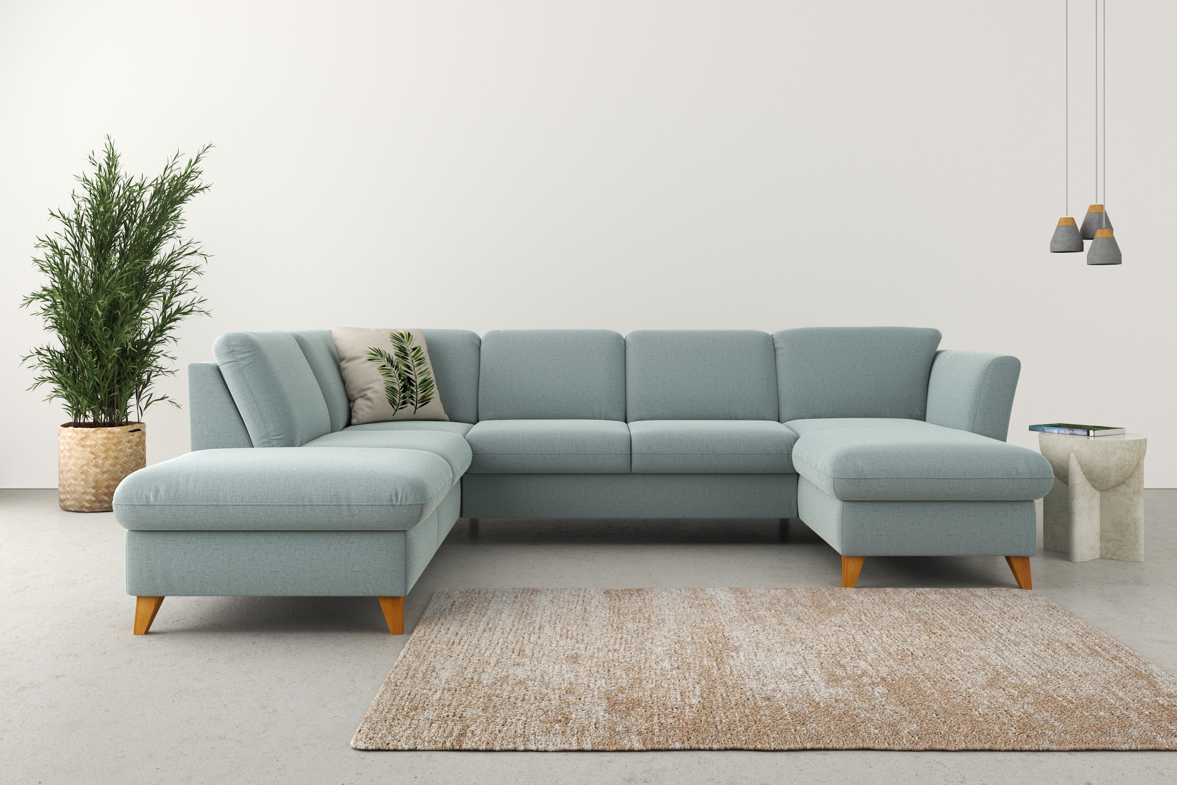 Home affaire Wohnlandschaft »Trelleborg U-Form«, Federkern-Polsterung, wahlweise mit Bettfunktion und Stauraum