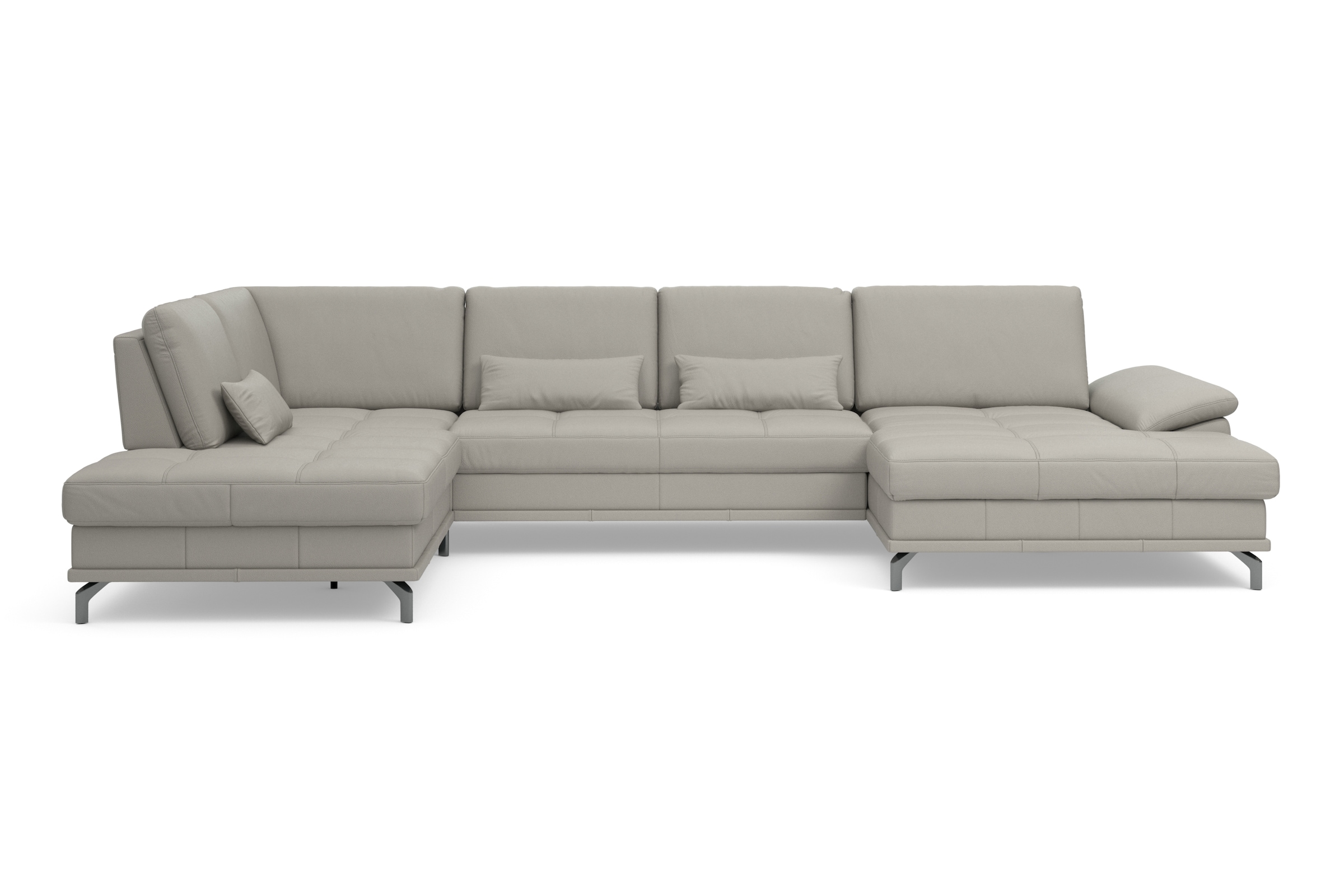 Places of Style Wohnlandschaft »Costello U-Form, mit Sitztiefenverstellung, Armteilverstellung und«, 3 Nierenkissen, optional Bettfunktion und Bettkasten