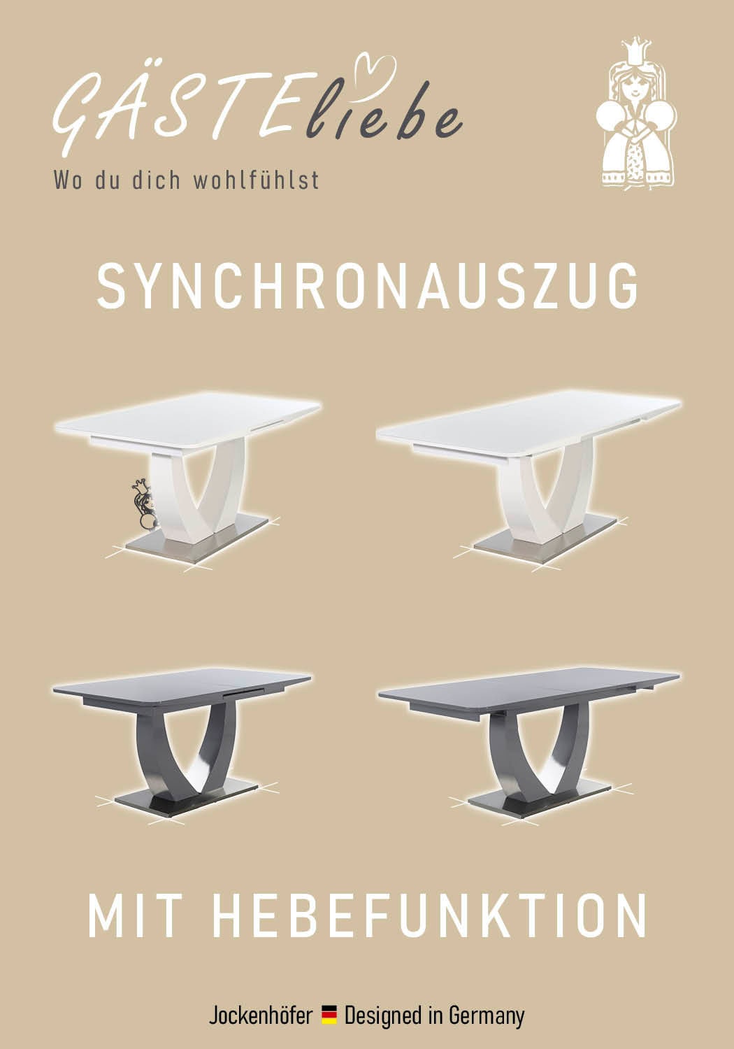 Jockenhöfer Gruppe Esstisch »Ulm« Hochglanz, mit Synchronauszug, Breite 160-200 cm