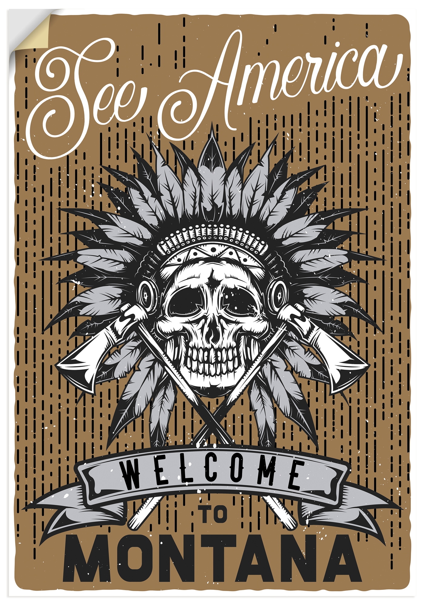 Artland Wandbild "Totenkopf Montana" 1 Stk. tlg. als Alubild, Leinwandbild, Poster, Wandaufkleber in verschied. Größen