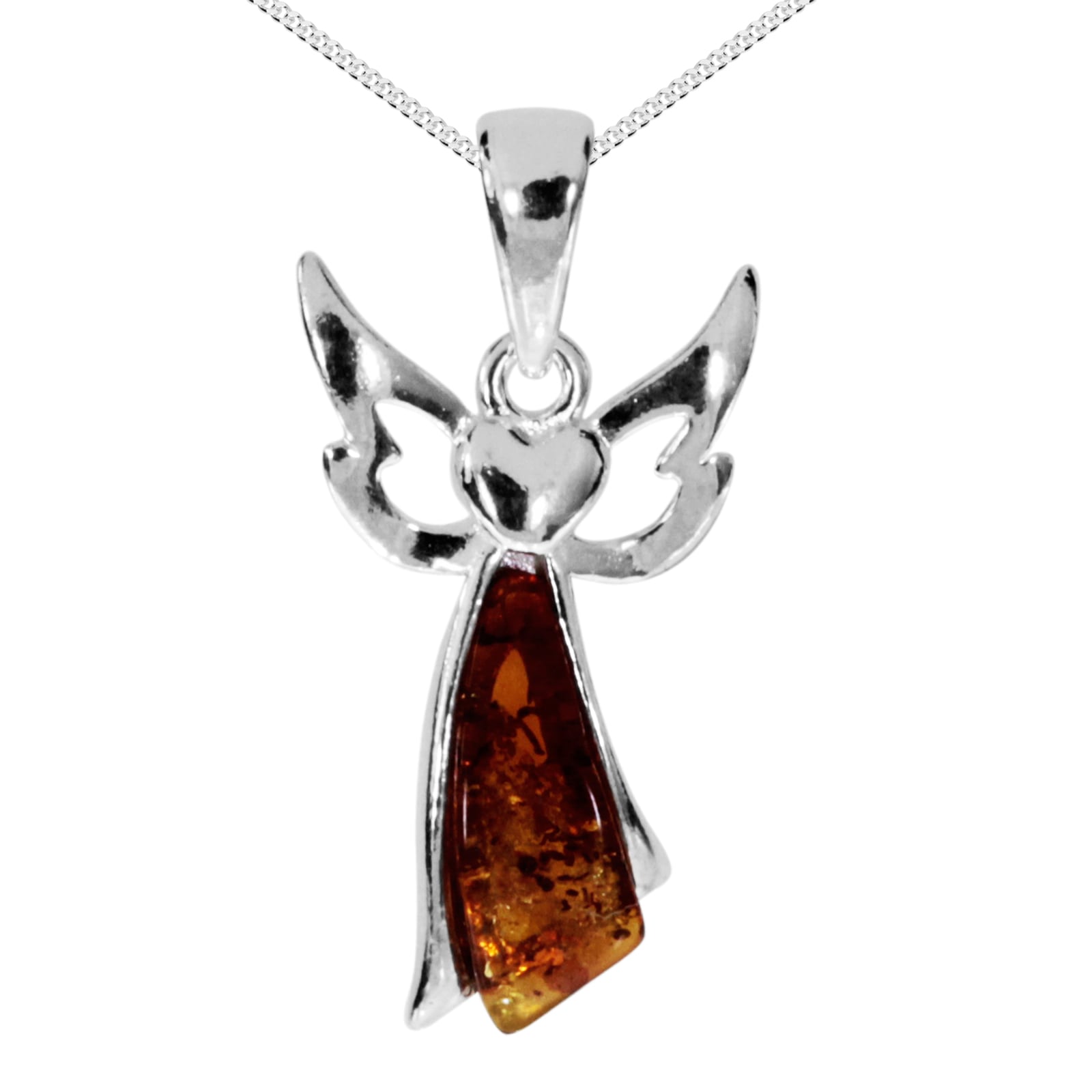 Kette mit Anhänger OSTSEE-SCHMUCK "- Engel - Silber 925/000 - Bernstein" Gr. 60, silber (silber 925, silberfarben, weiß), Schmuck_Sets, Damen, 60, Silber 925 (Sterlingsilber)