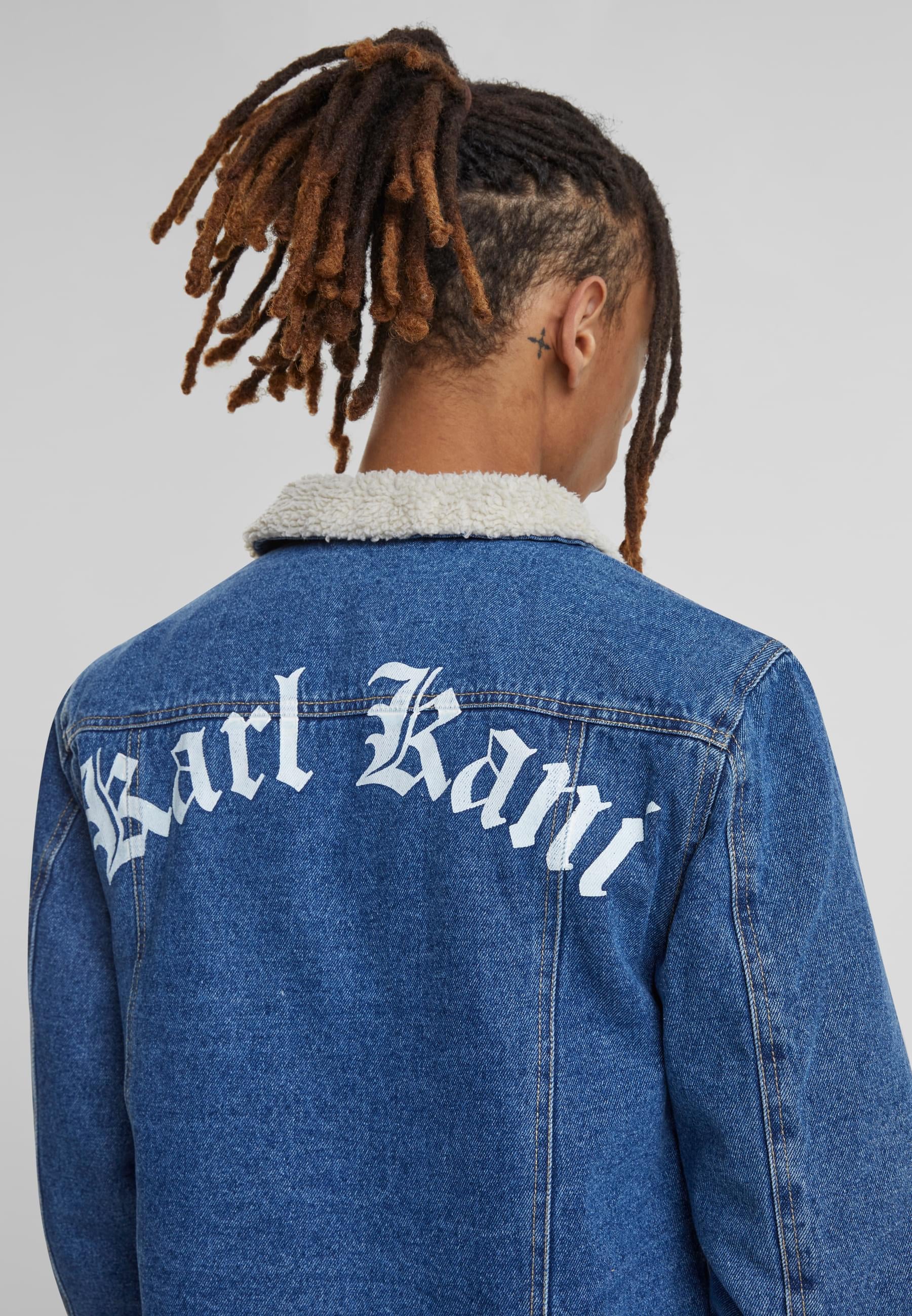 Karl Kani Jeansjacke »Karl Kani Herren KM224-062-1 KK Old English Denim Jacket«, (1 St.), ohne Kapuze