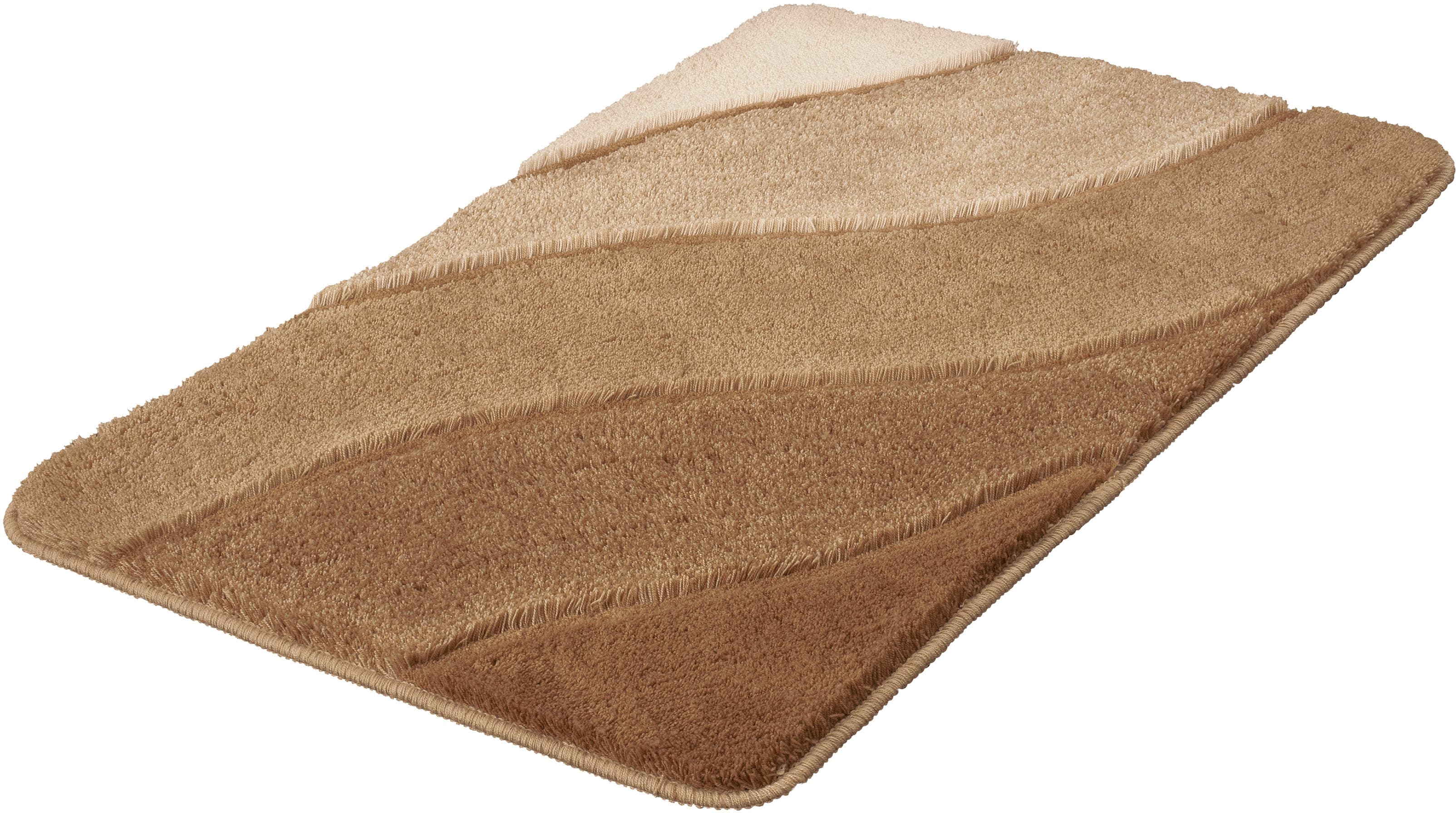 Kleine Wolke Badematte "Serenade, Badvorleger, Badezimmer Teppich" Höhe 20 mm rutschhemmend beschichtet fußbodenheizungsgeeignet Badteppich, Wellen Design, Farbverlauf, Hoch-Tief Effekt