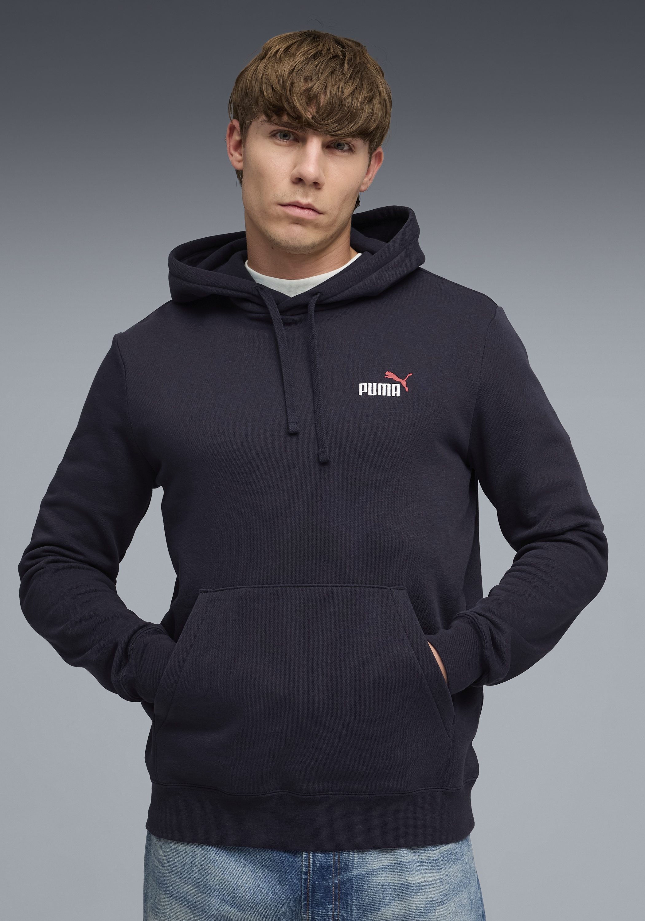 PUMA Kapuzensweatshirt "ESS 2 COLOR SMALL NO 1 LOGO HOODIE FL", mit verstellbarer Kapuze, mit gerippten Bündchen und Saum