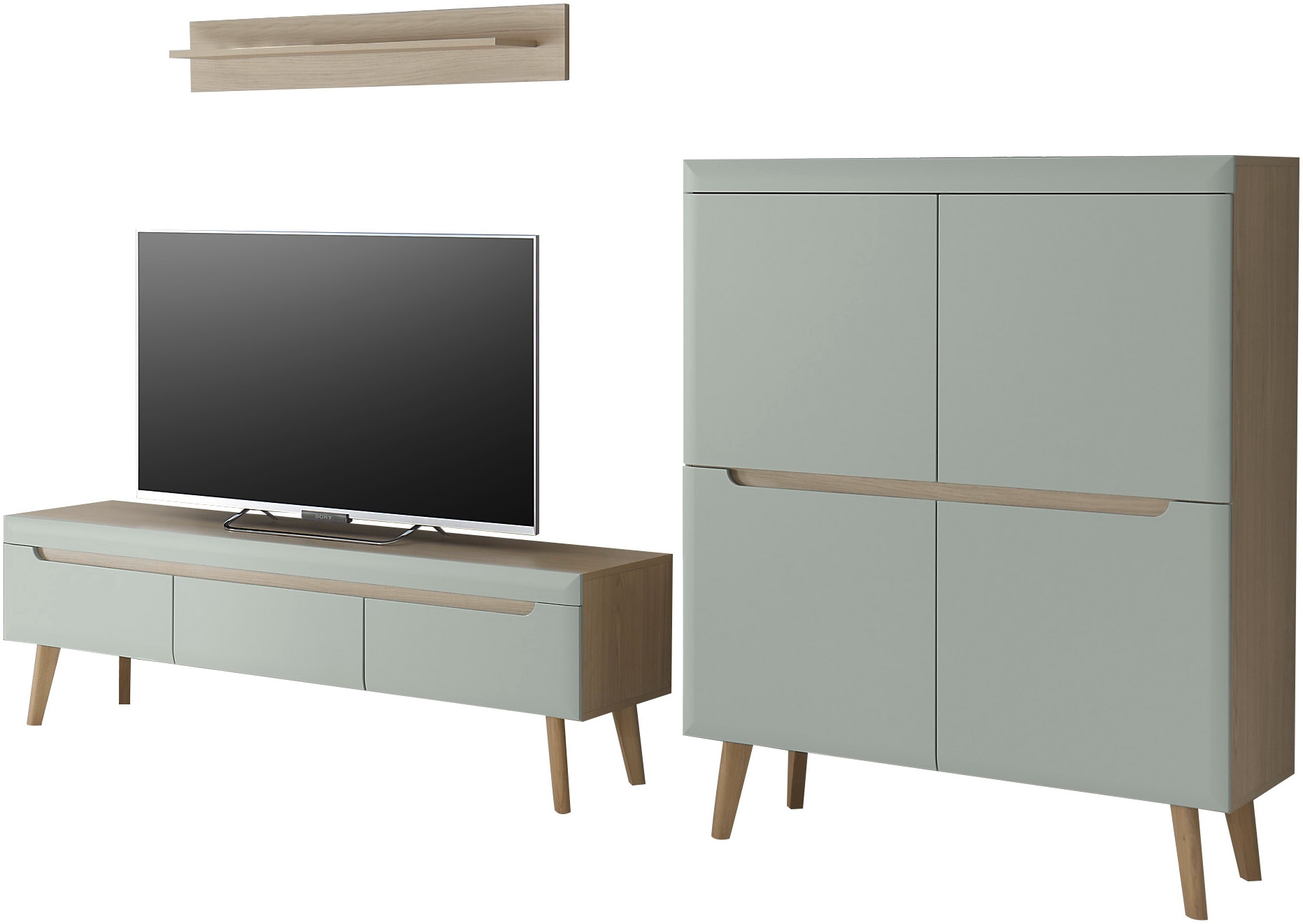 INOSIGN Wohnwand »Torge, Anbauwand, Schrankwand, Mediawand, Wohnzimmer-Set«, (3 St.), enthält 1 Lowboard, 1 Highboard, 1 Wandboard, 287 cm breit