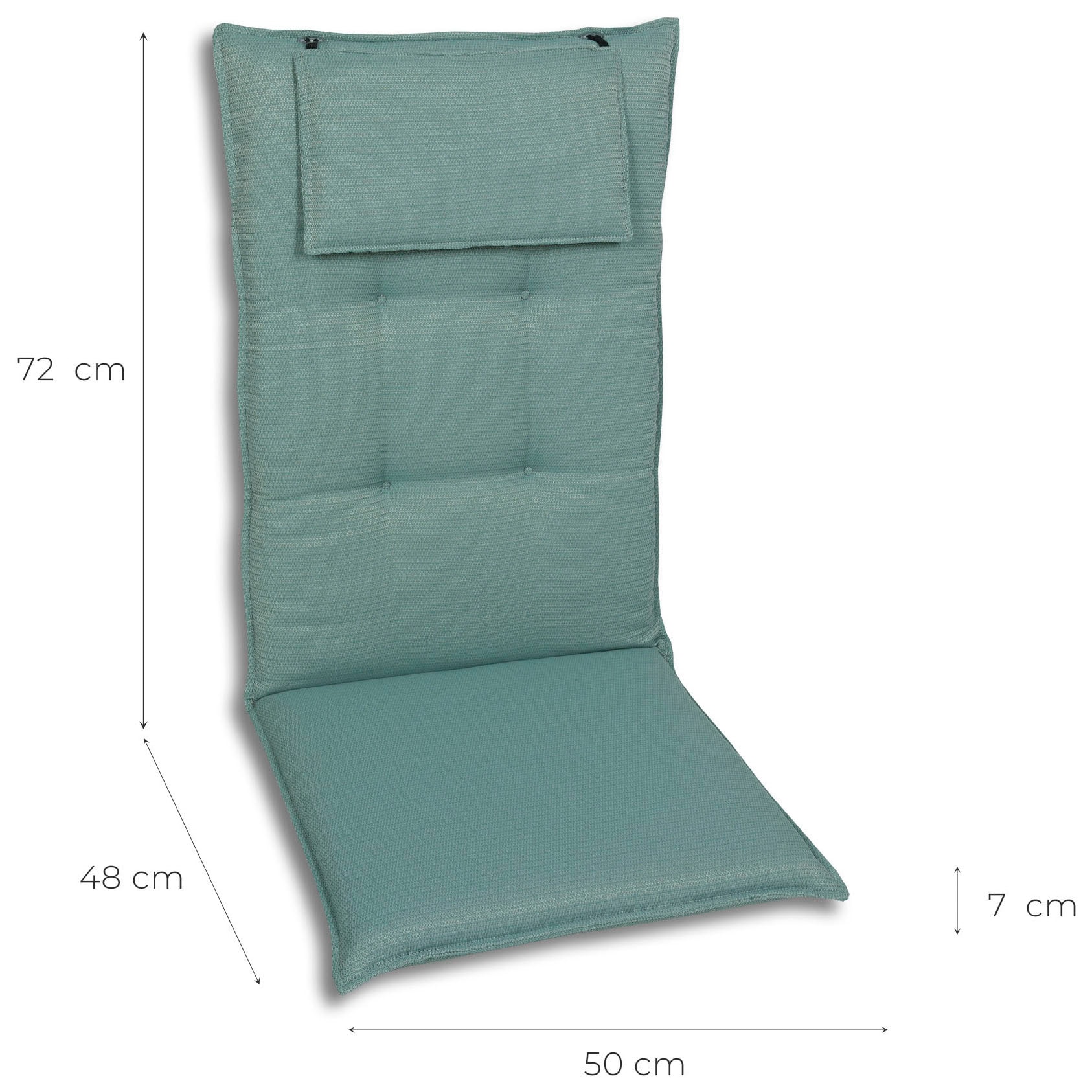 KONIFERA Hochlehnerauflage Struktur uni hellgrün - Maße BxLxH ca.: 50 cm x 120 cm x 7 cm