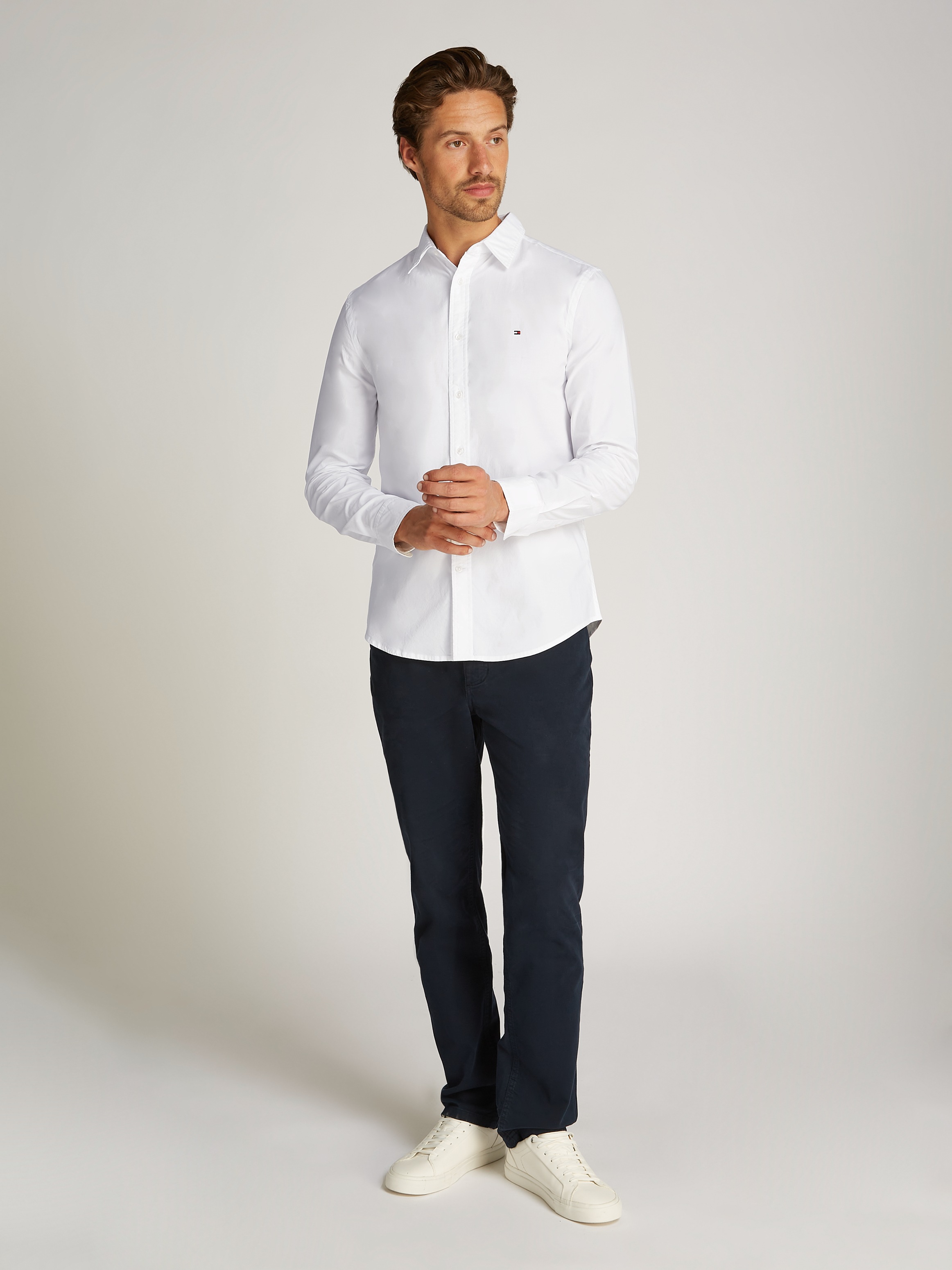 Tommy Hilfiger Businesshemd »FLEX POPLIN KENT COLLAR SF SHIRT«, mit Logostickerei