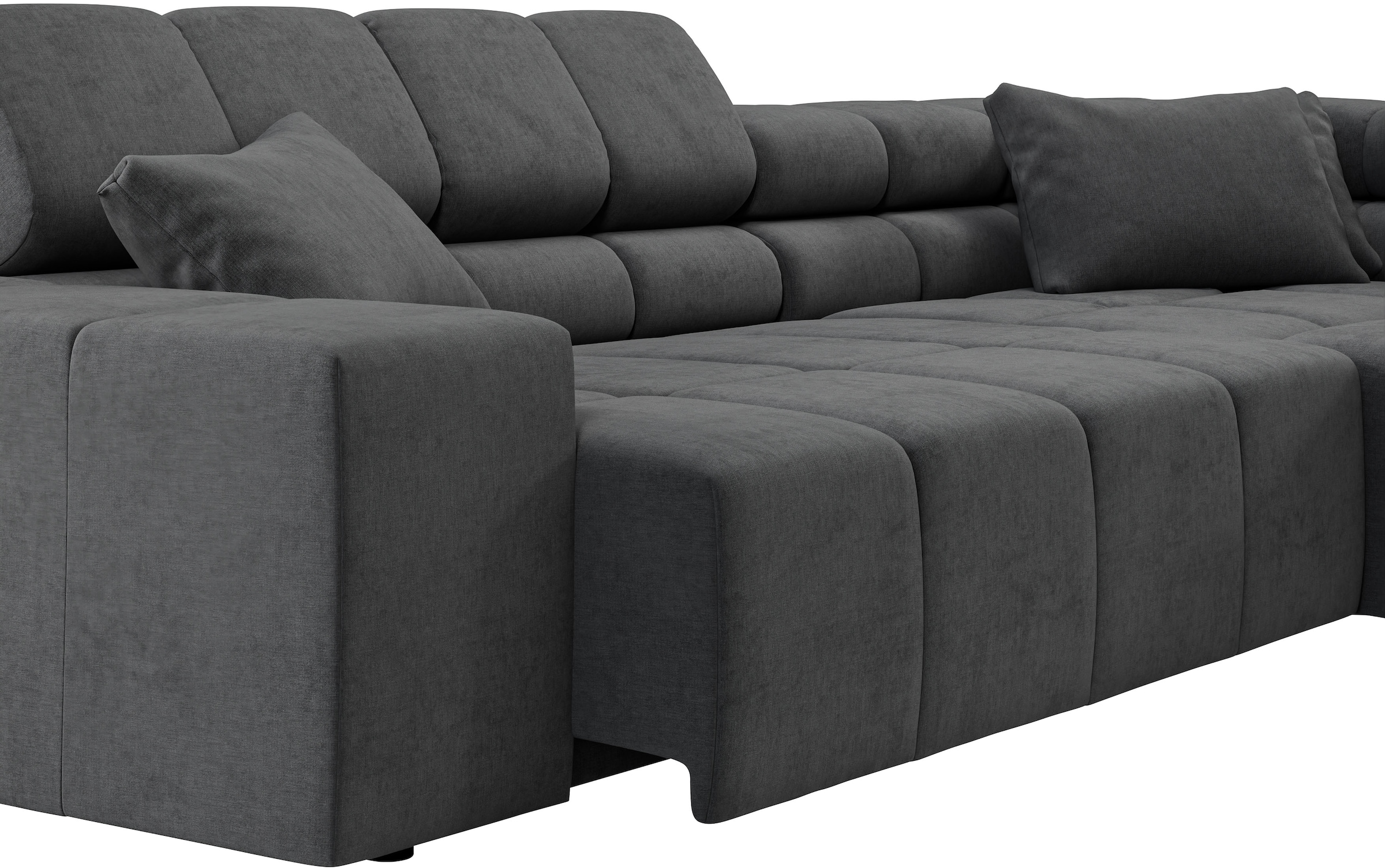 INOSIGN Ecksofa »Ancona incl. Kopfteilverstellung, Zierkissen Breite 319cm, L-Form«, wahlweise motorische Sitztiefenverstellung, auch in Cord + Easy Care