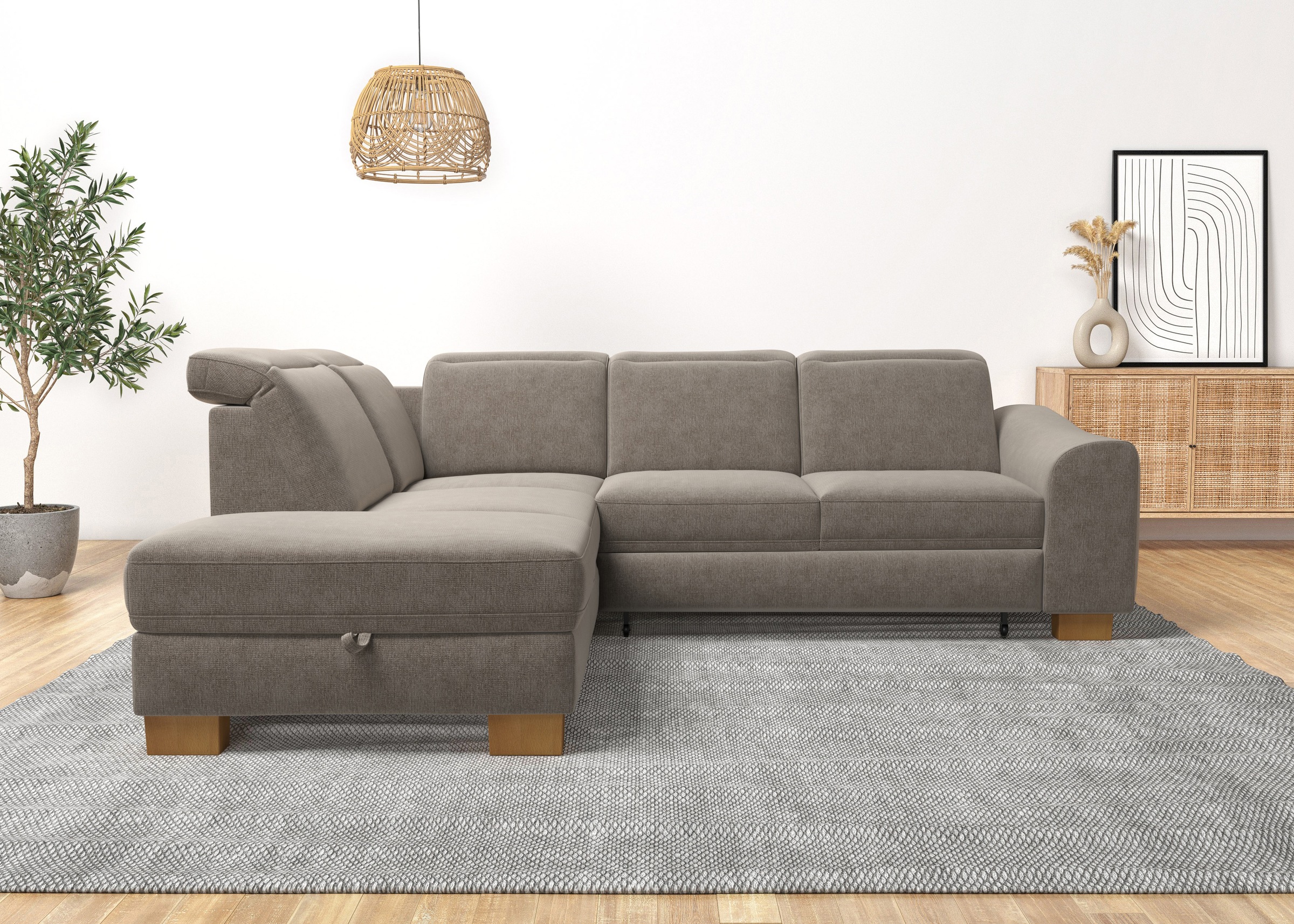 Home affaire Ecksofa »Dundee L-Form«, wahlweise mit Kopfteilverstellung und zusätzlich mit Bettfunktion