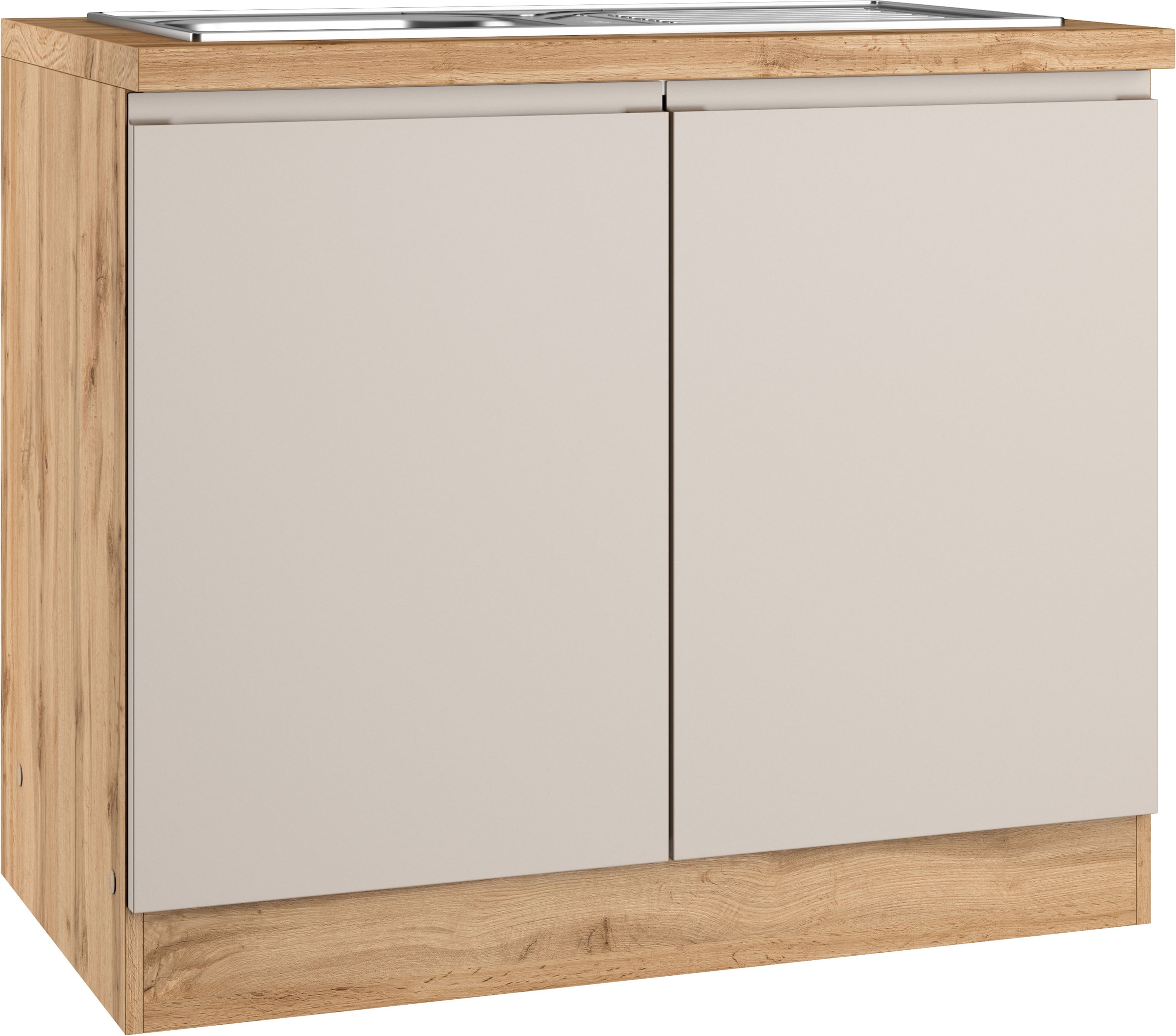 KOCHSTATION Spülenschrank "KS-Virginia,neu in verbesserter Ausführung" Stauraum, Softclose, ohne Armatur, Breite 100 cm, inklusive Einbauspüle, Soft-Close