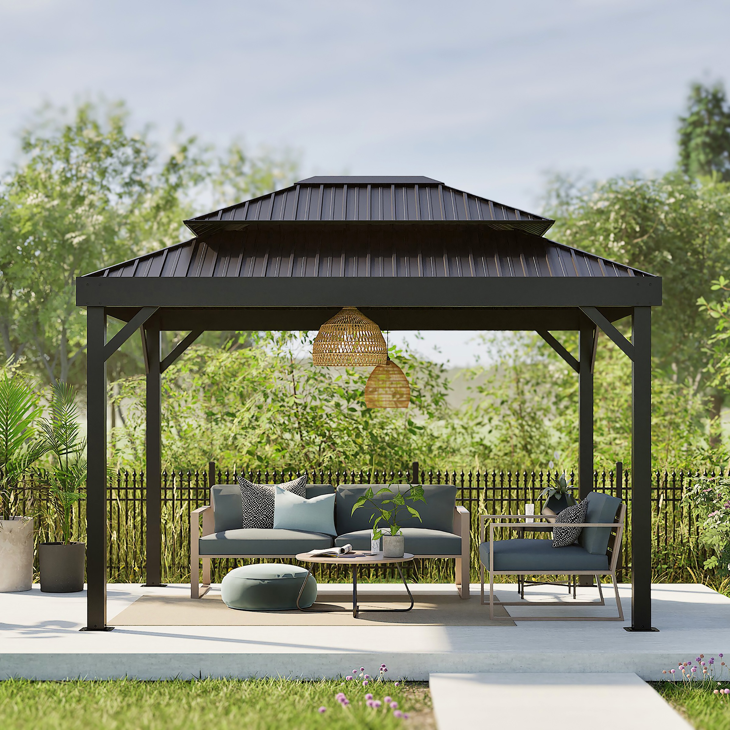 Sojag Pavillon London Schwarz   424,3x299,3x310cm