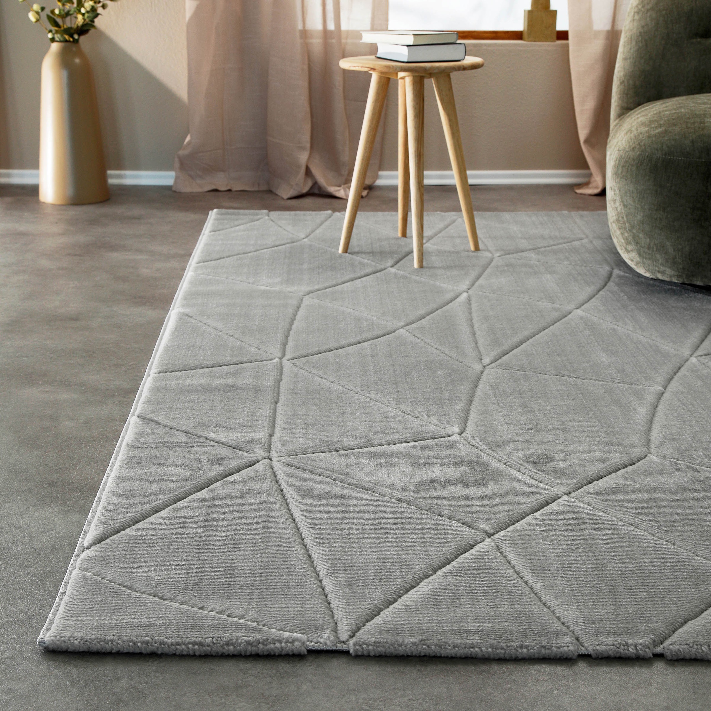 Teppich WECON HOME "Unplugged, auch in quadratischer Form", grau, B:140cm H:10mm L:200cm, Polypropylen, Teppiche, Teppich, Kurzflor, Hoch Tief Struktur, gewebt, Wohnzimmer, Schlafzimmer, modern