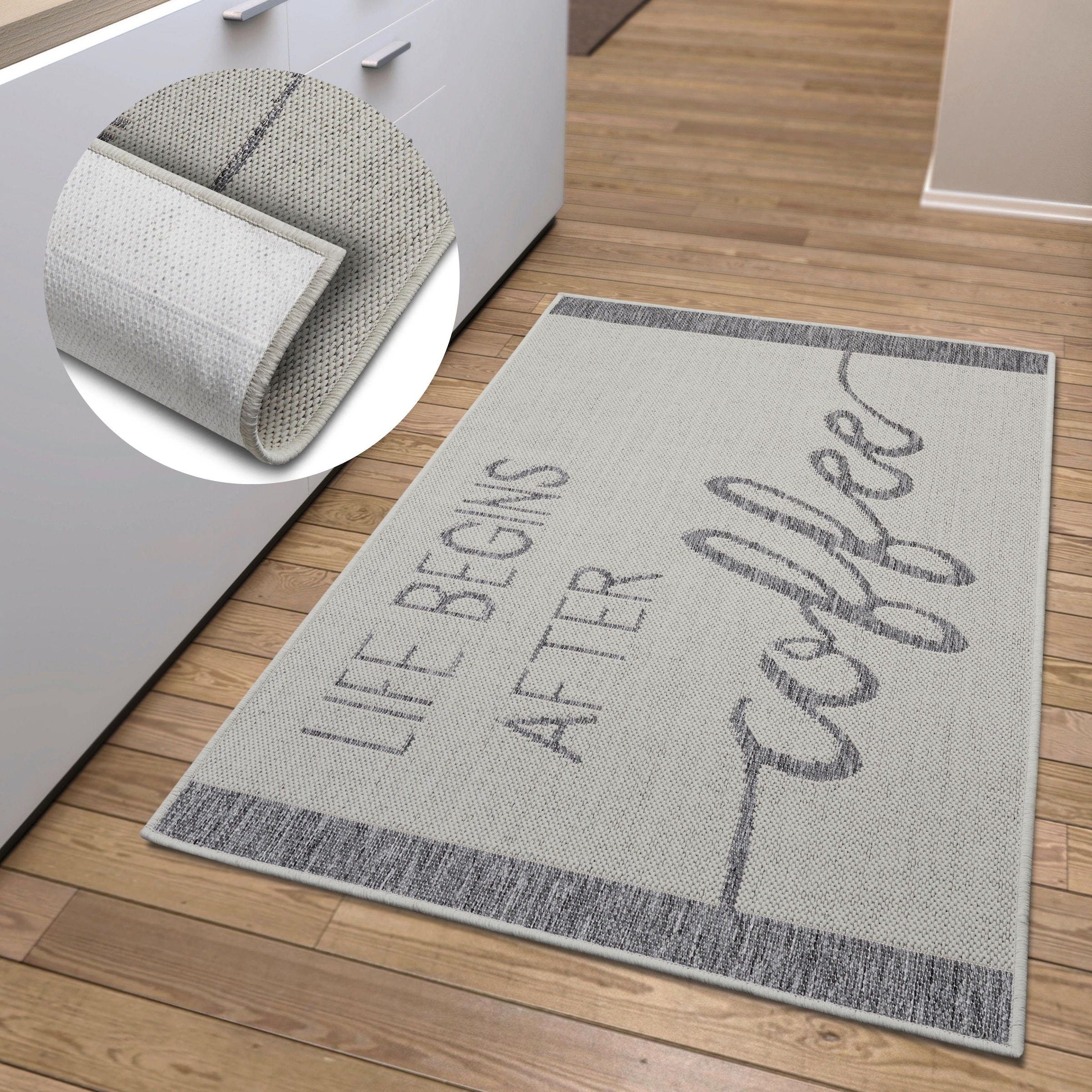 HANSE Home Küchenläufer "Life Begins After Coffee" rechteckig 5 mm Höhe Läu günstig online kaufen